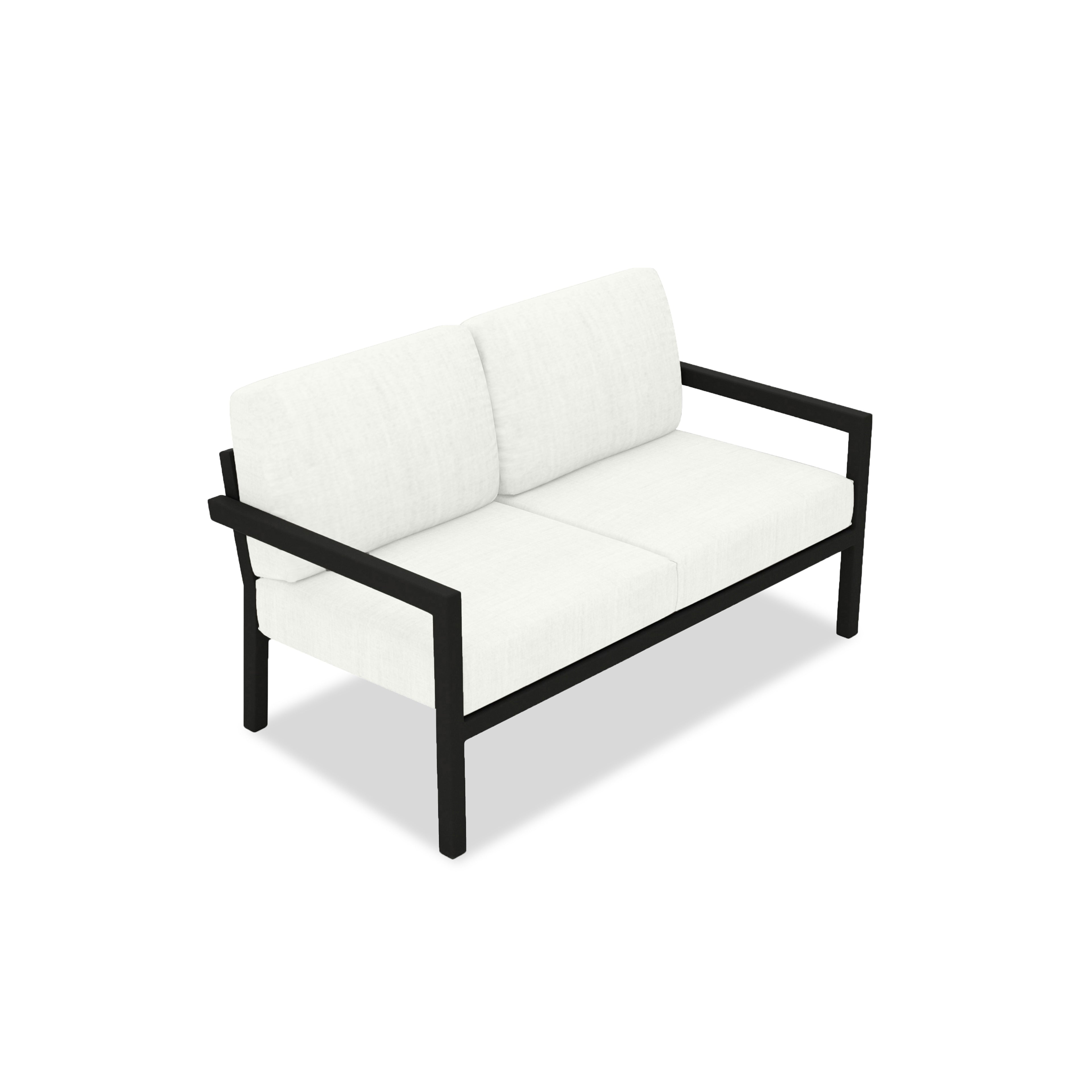 Pacifica Loveseat Aluminum#Finish_Black#Fabric_Canvas Natural