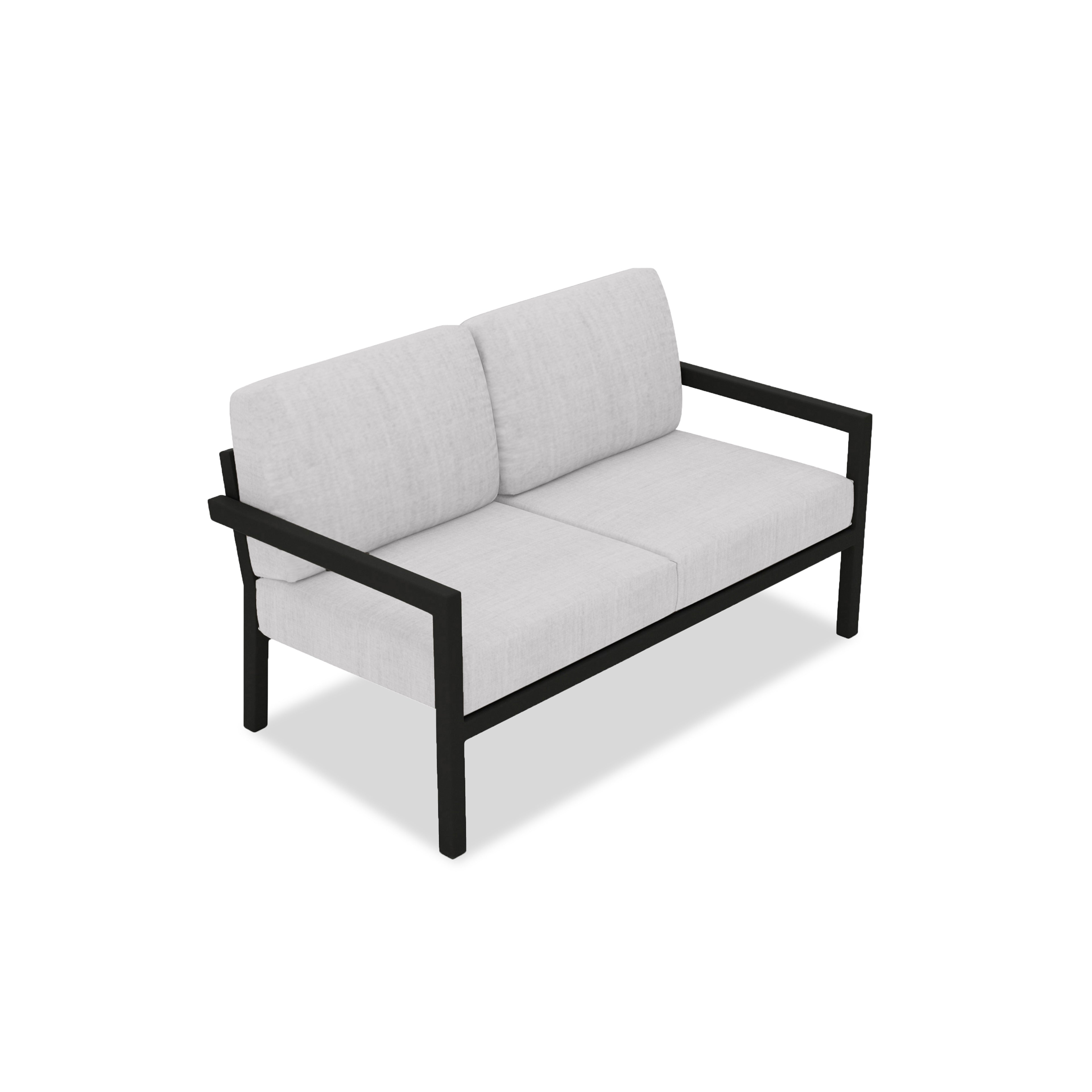 Pacifica Loveseat Aluminum#Finish_Black#Fabric_Cast Silver