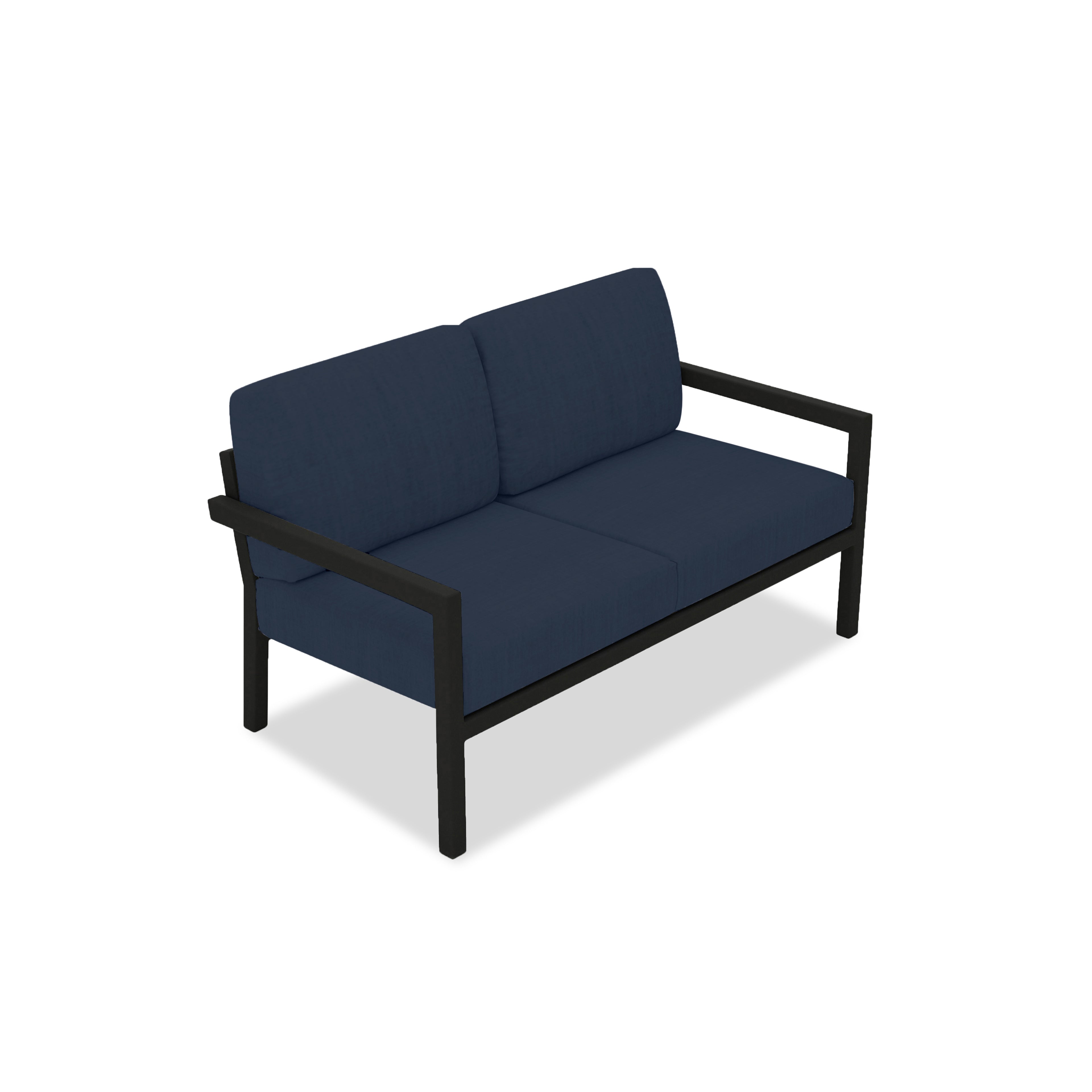 Pacifica Loveseat Aluminum#Finish_Black#Fabric_Spectrum Indigo