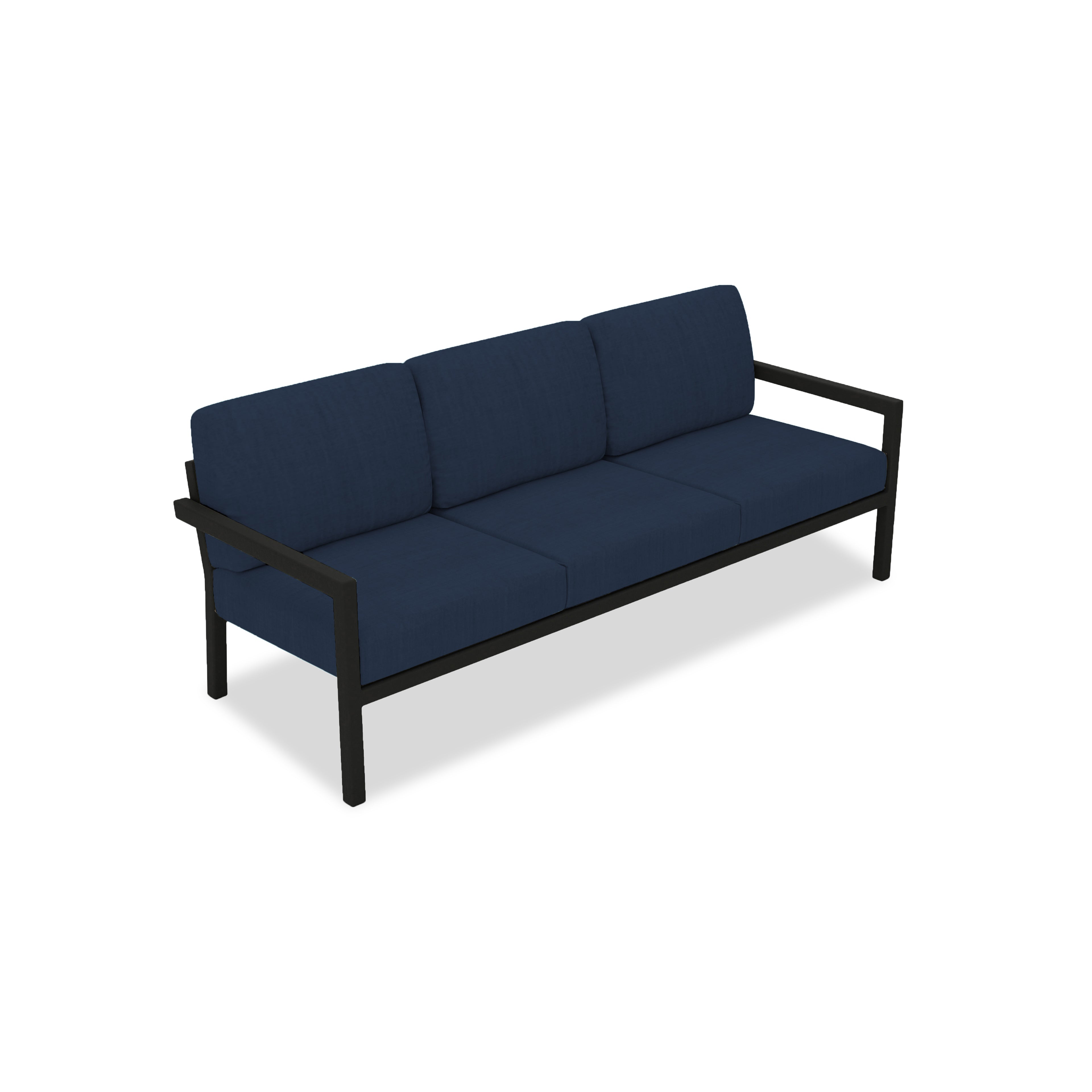 Pacifica Aluminum Sofa#Finish_Black#Fabric_Spectrum Indigo