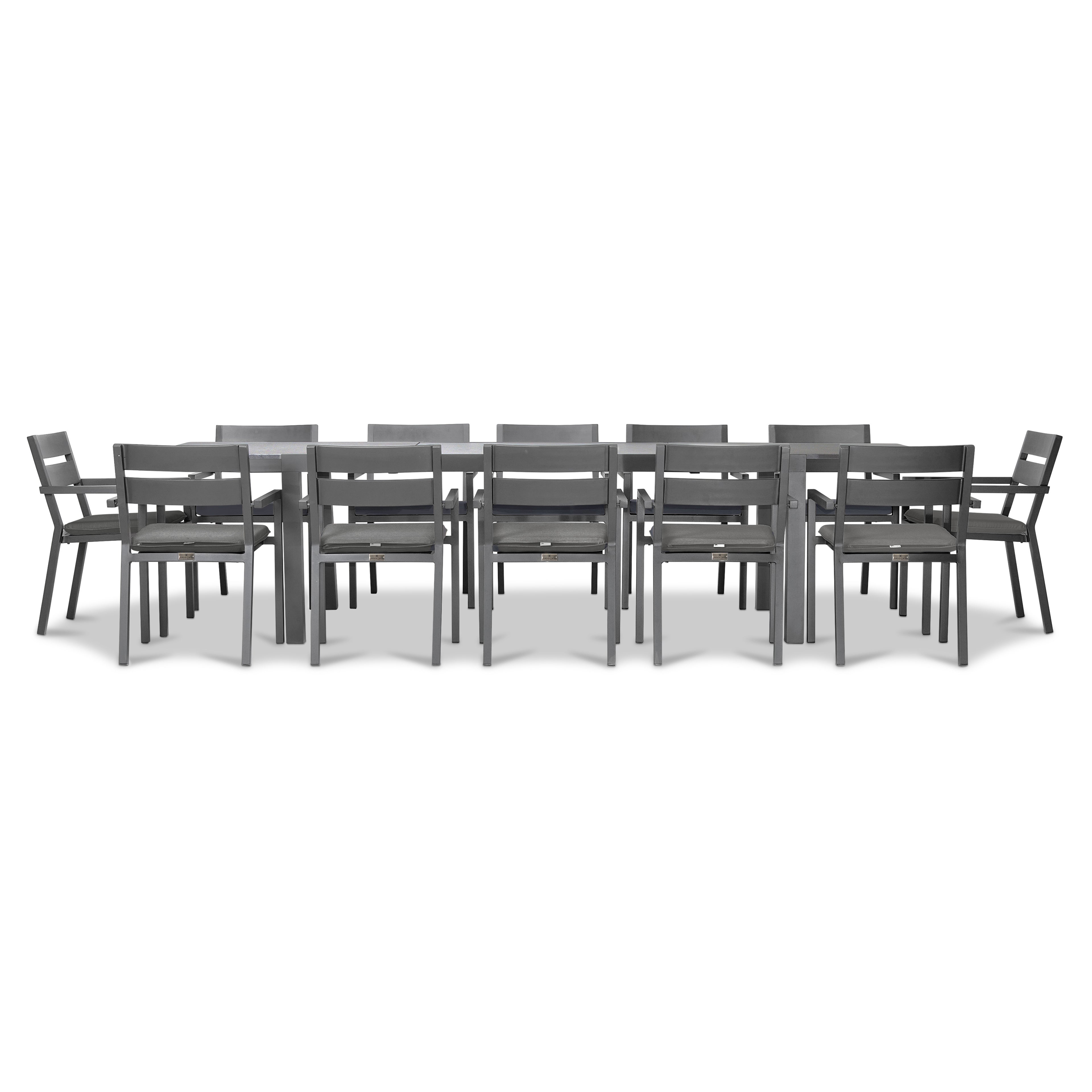 Pacifica 13 Piece Aluminum Extendable Dining Set#Finish_Slate#Fabric_Canvas Charcoal