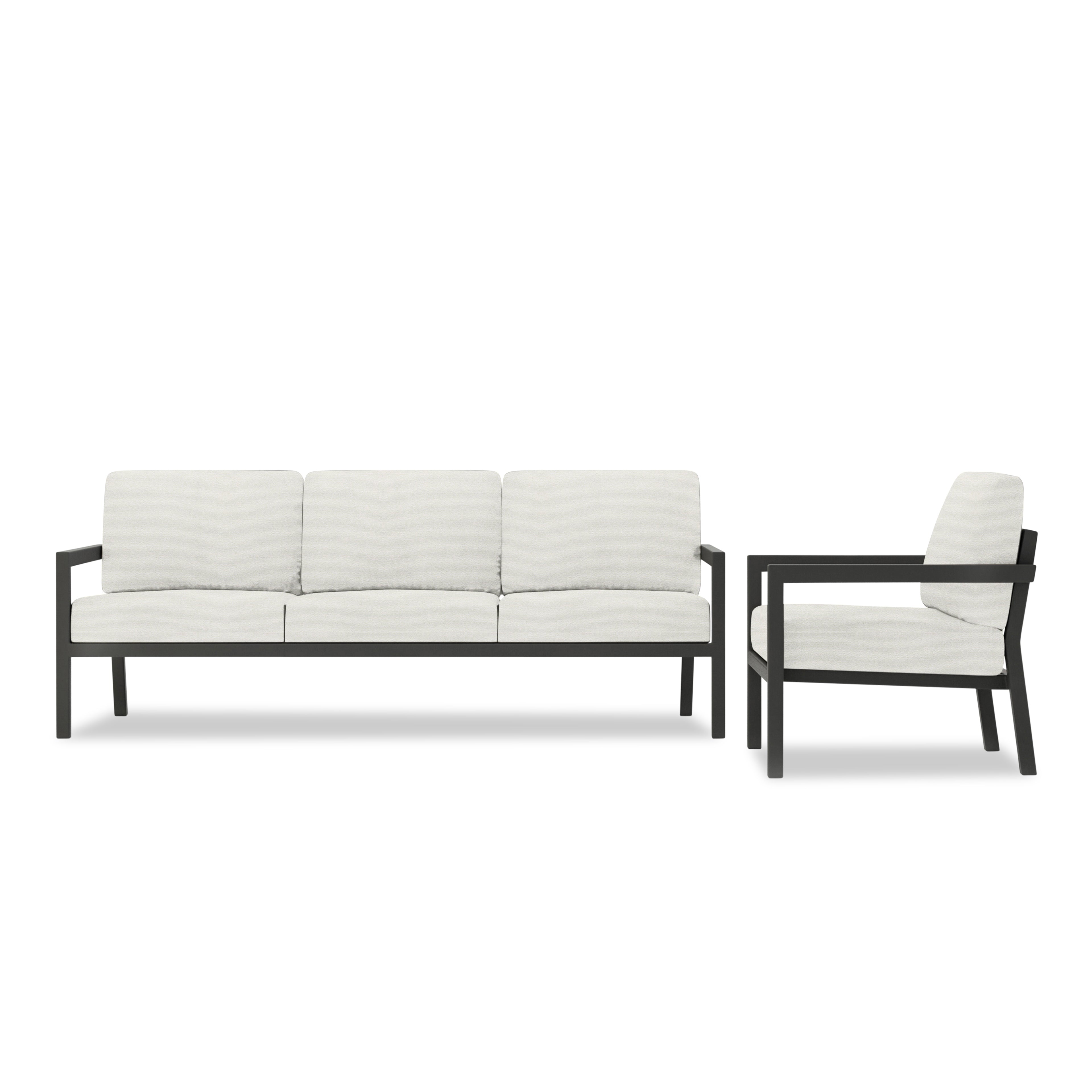 Pacifica 2 Piece Aluminum Sofa Set#Finish_Slate#Fabric_Canvas Natural