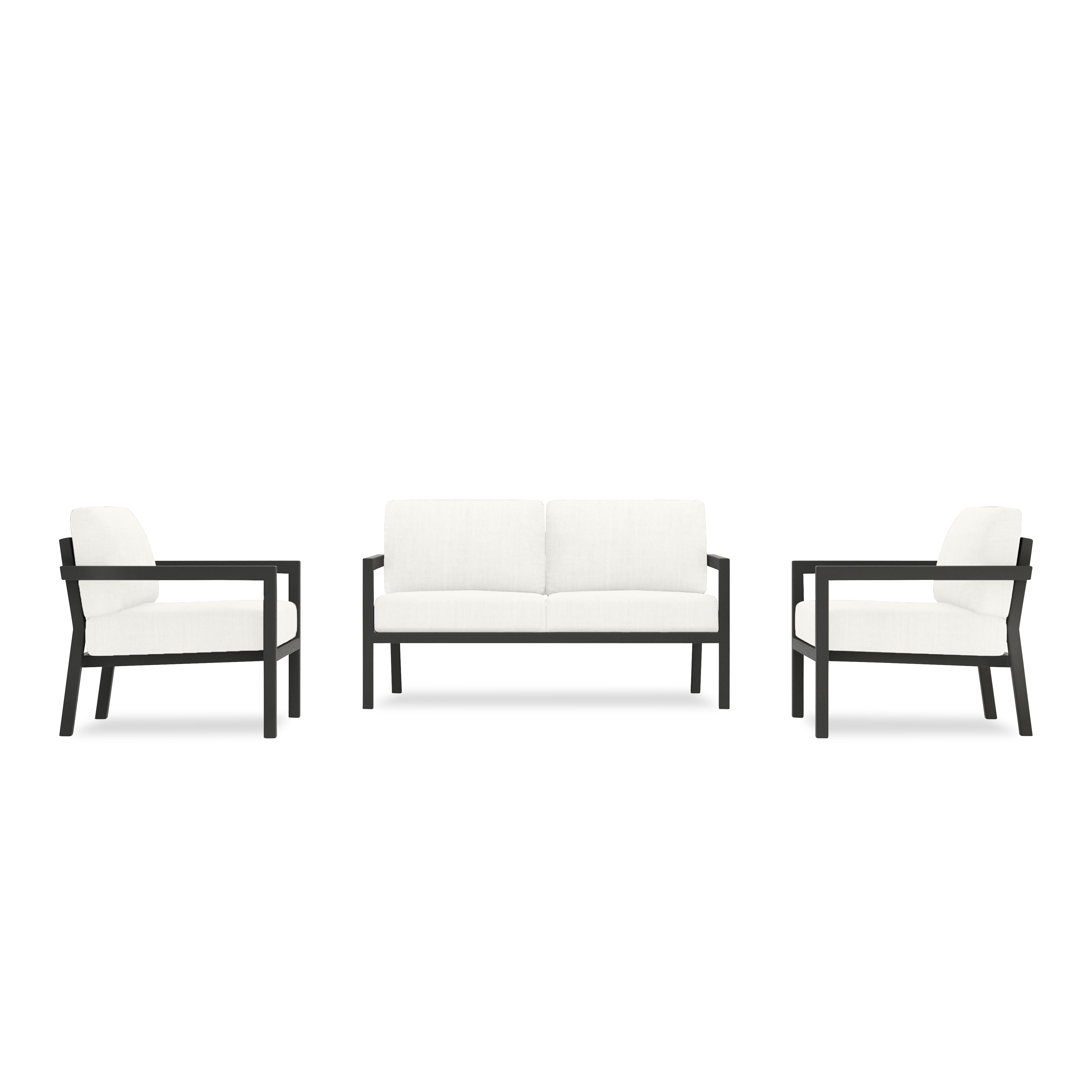 Pacifica 3 Piece Aluminum Loveseat Set#Finish_Slate#Fabric_Canvas Natural
