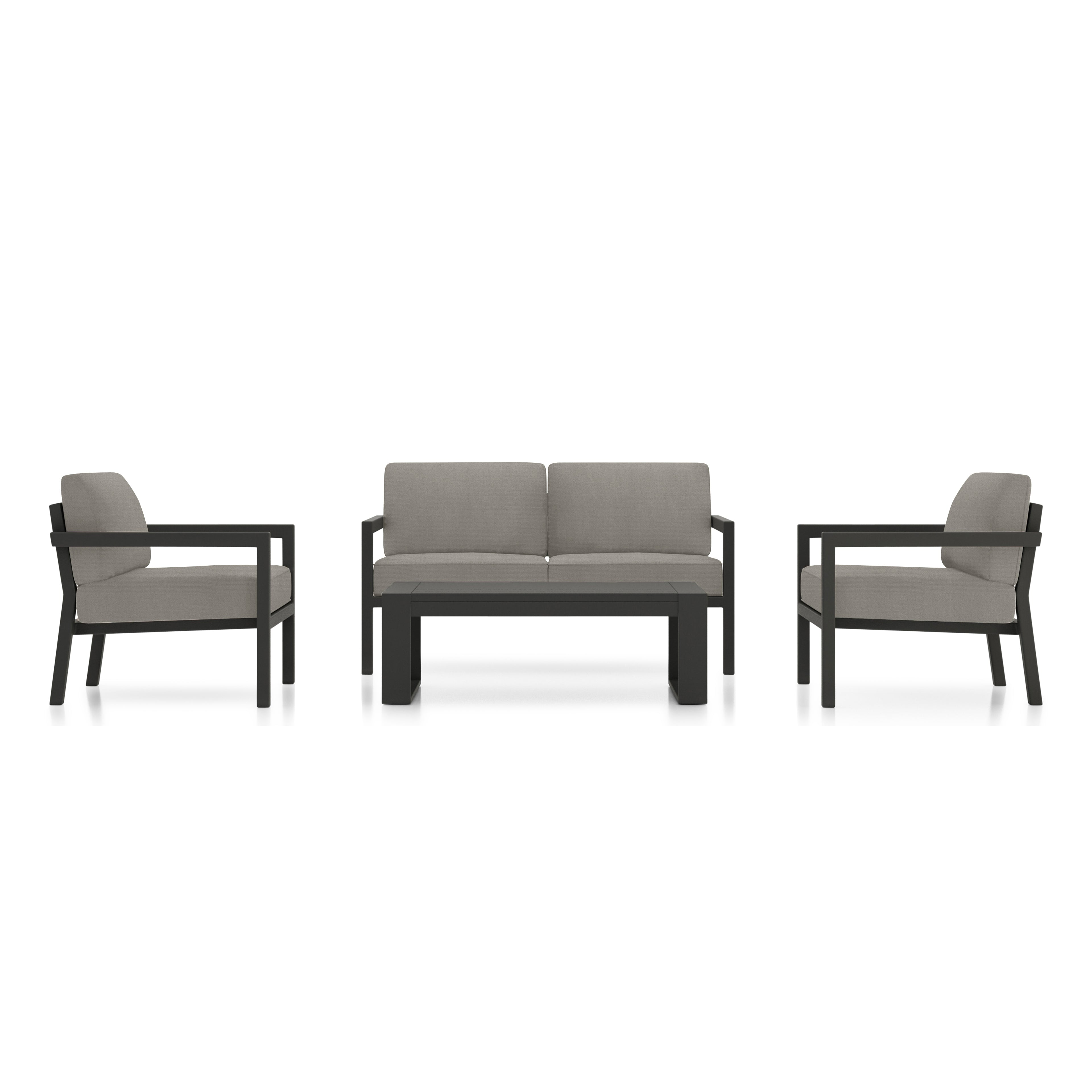 Pacifica 4 Piece Sofa Set#Finish_Slate#Fabric_Canvas Charcoal