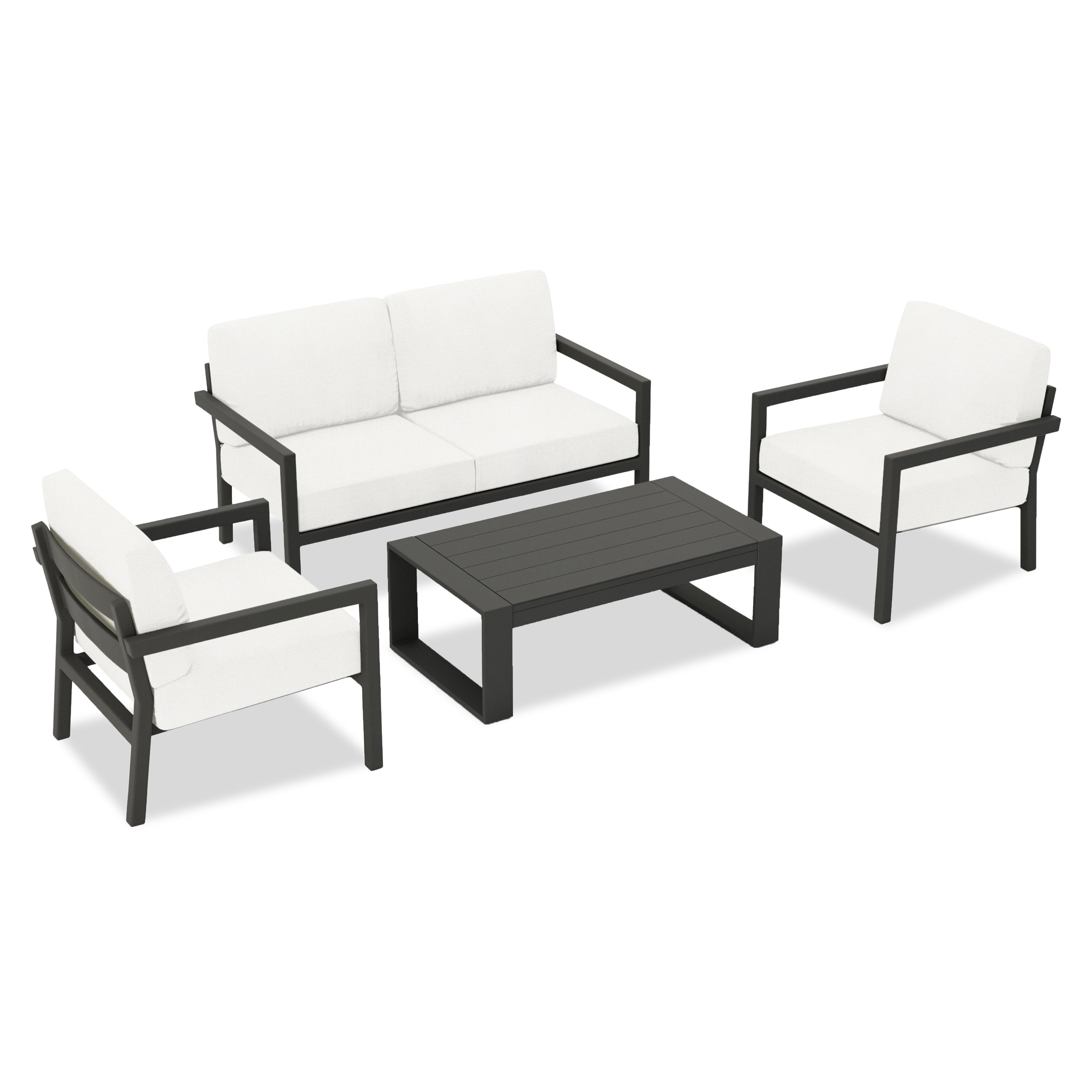 Pacifica 4 Piece Sofa Set#Finish_Slate#Fabric_Canvas Natural