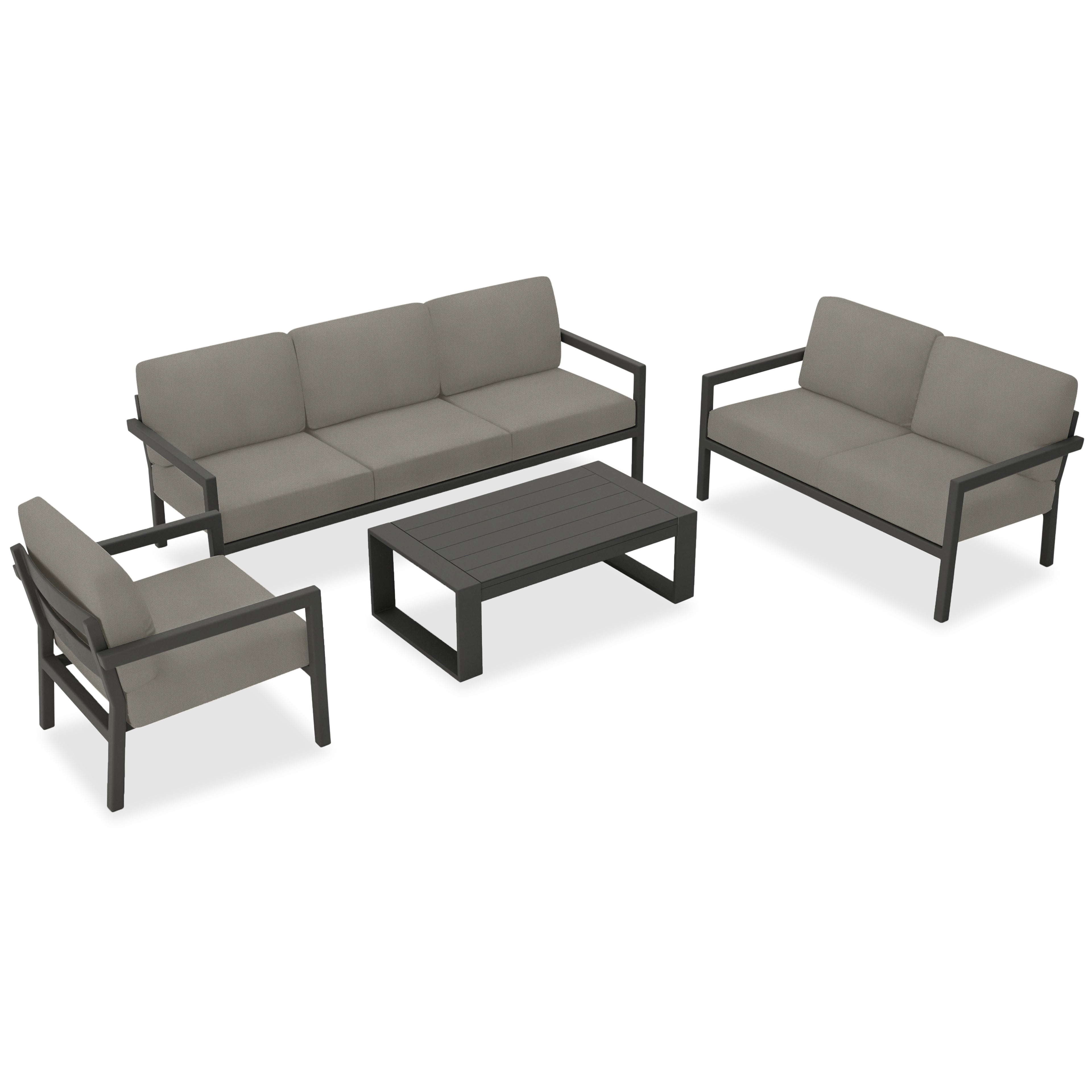 Pacifica 5 Piece Sofa Set#Finish_Slate#Fabric_Canvas Charcoal