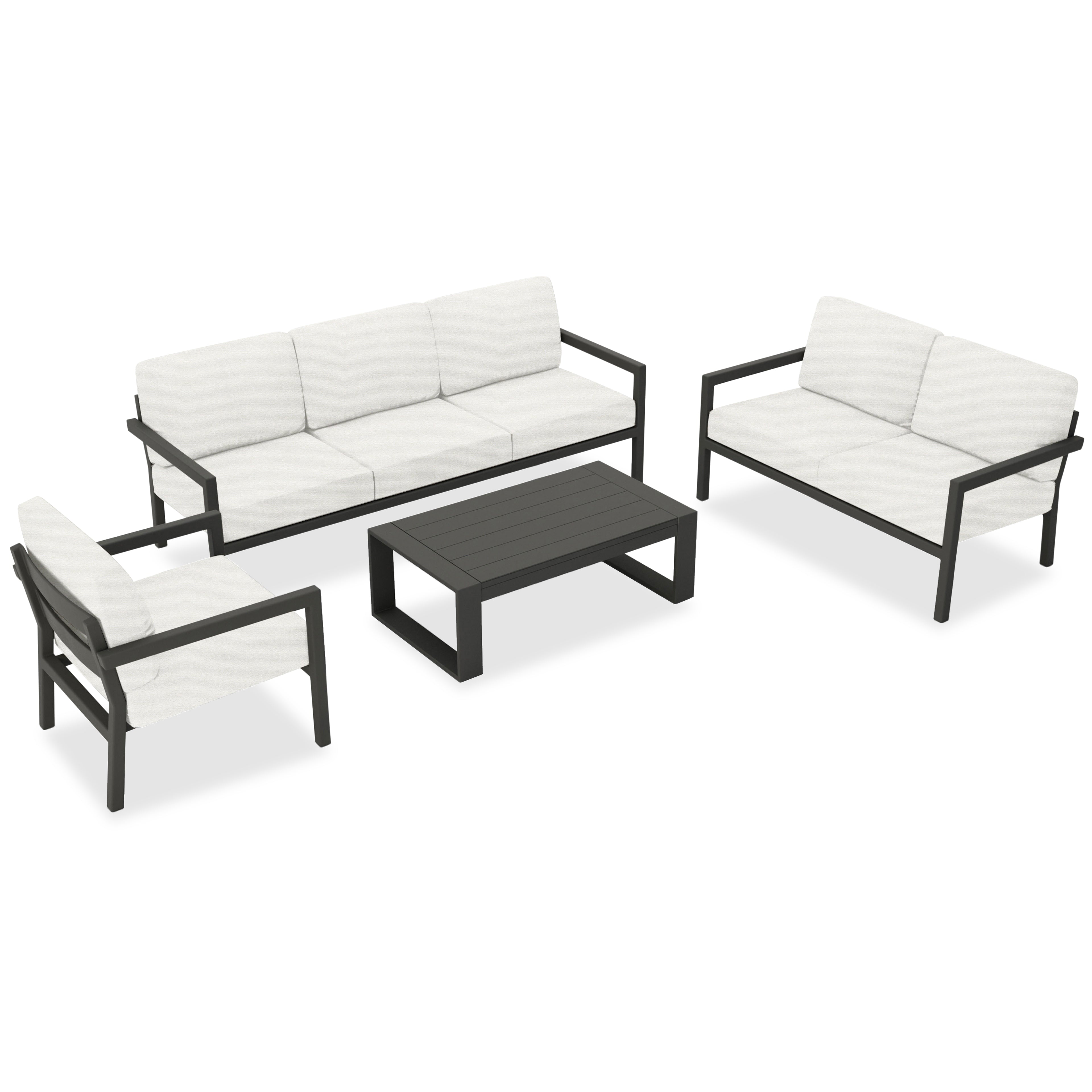 Pacifica 5 Piece Sofa Set#Finish_Slate#Fabric_Canvas Natural