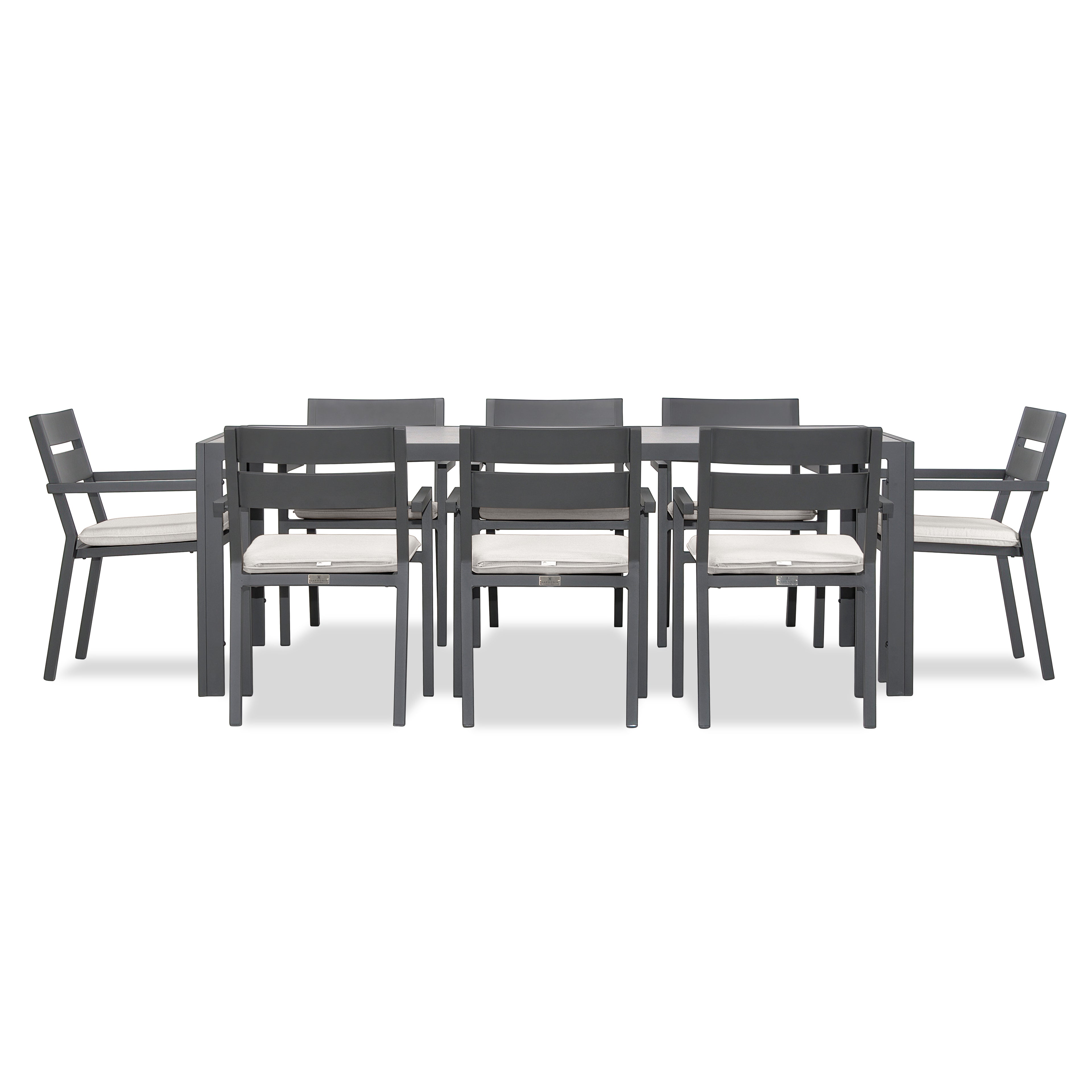 Pacifica 9 Piece Rectangular Dining Set#Finish_Slate#Fabric_Canvas Natural