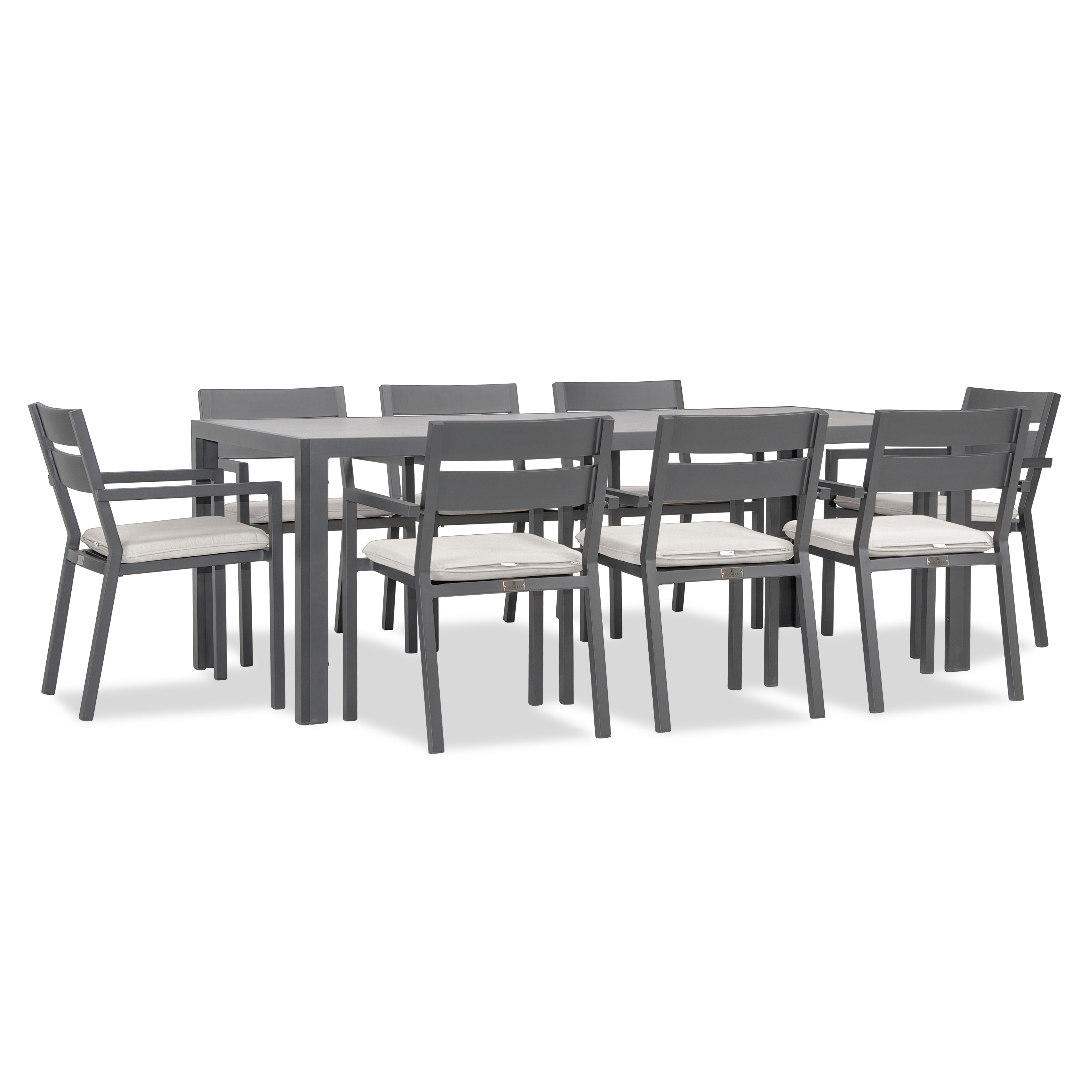 Pacifica 9 Piece Rectangular Dining Set#Finish_Slate#Fabric_Canvas Natural