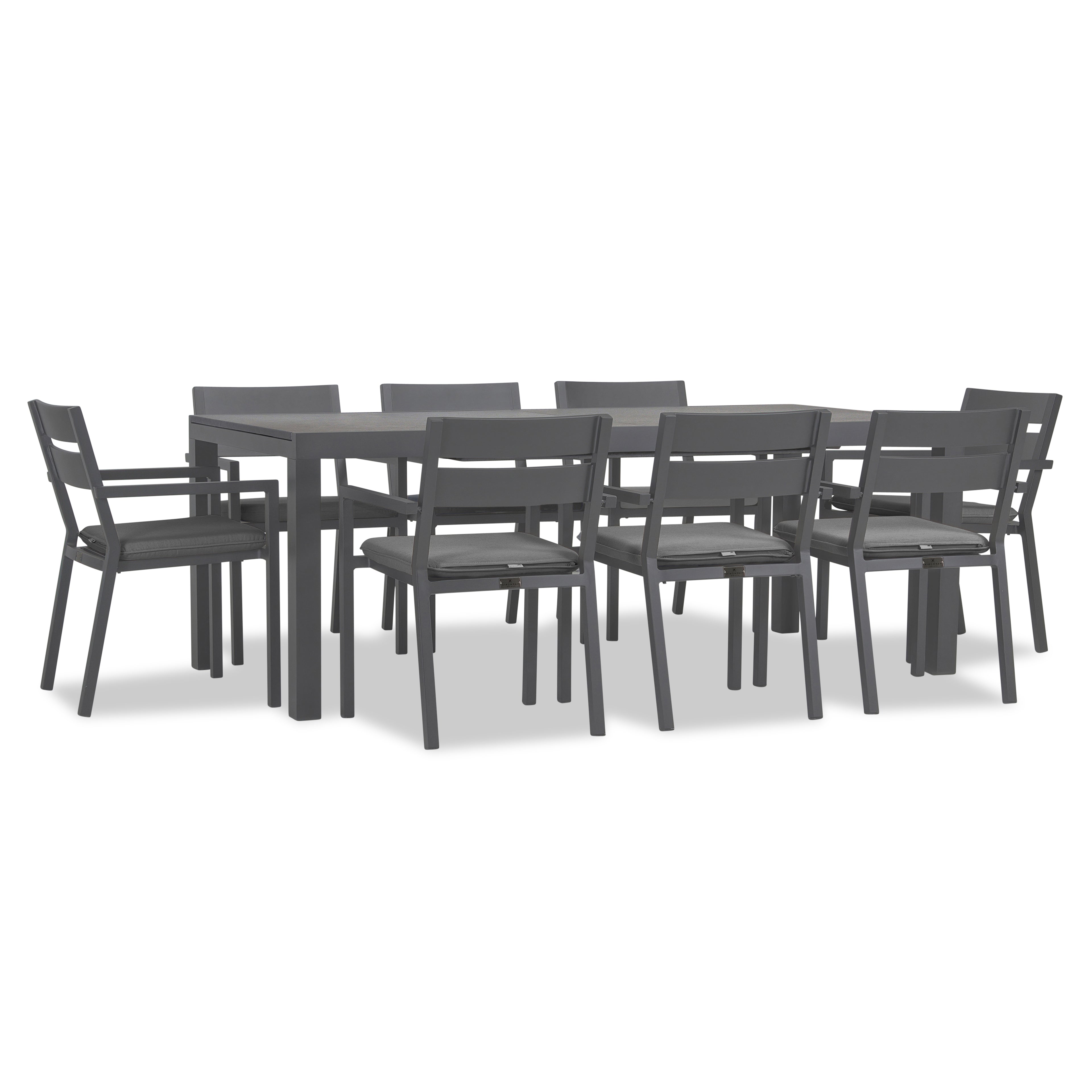 Pacifica 9 Piece Extendable Dining Set#Finish_Slate#Fabric_Canvas Charcoal