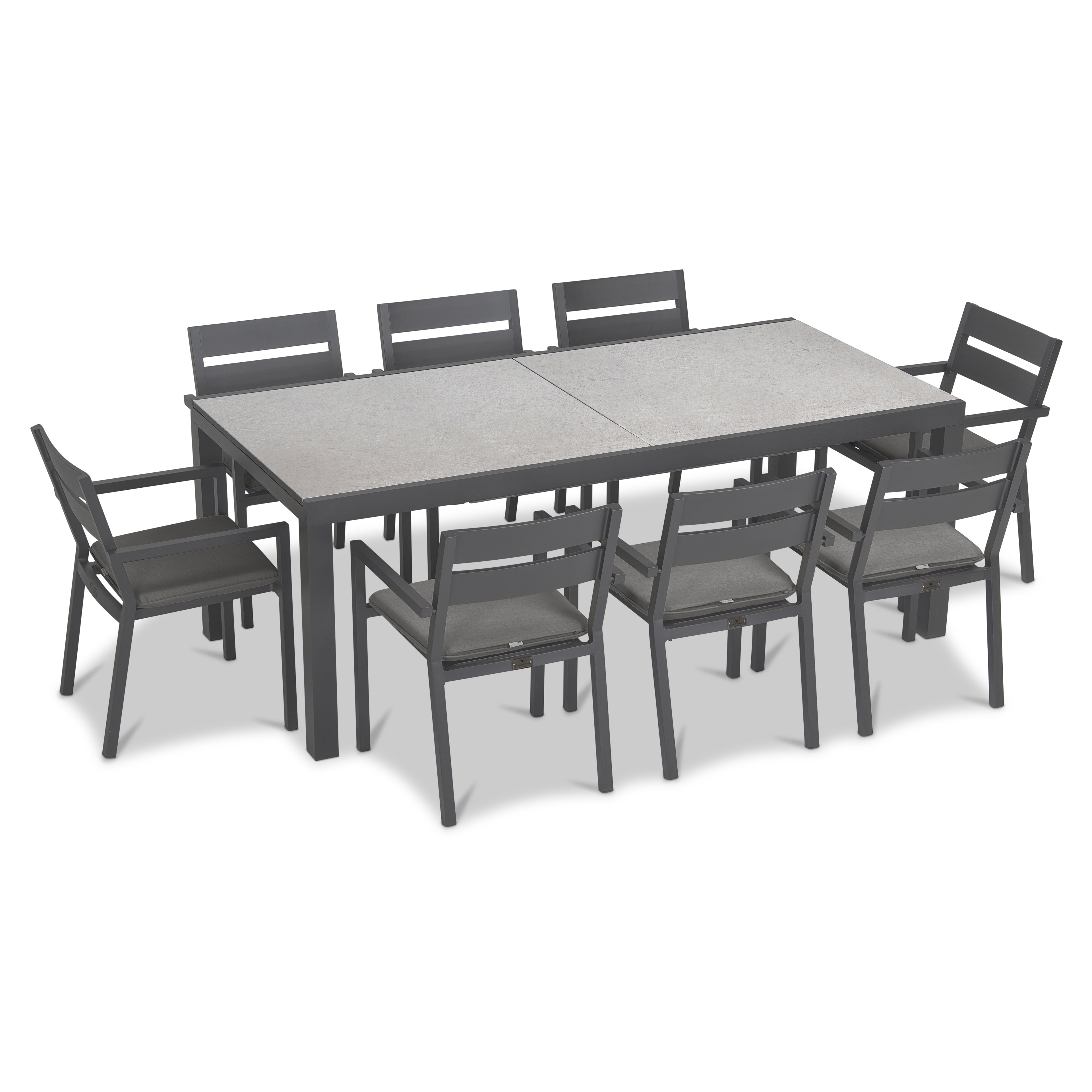 Pacifica 9 Piece Extendable Dining Set#Finish_Slate#Fabric_Canvas Charcoal