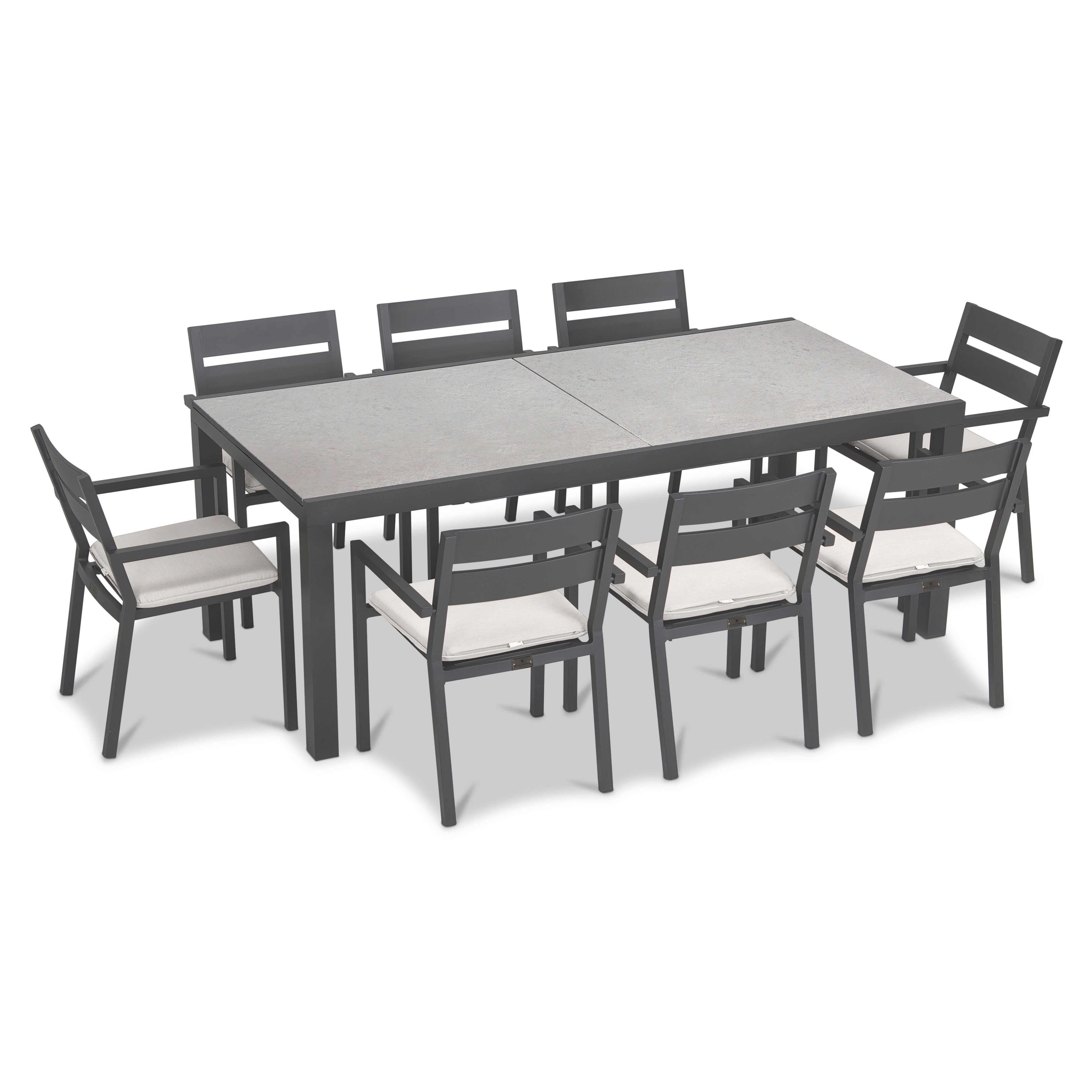Pacifica 9 Piece Extendable Dining Set#Finish_Slate#Fabric_Canvas Natural