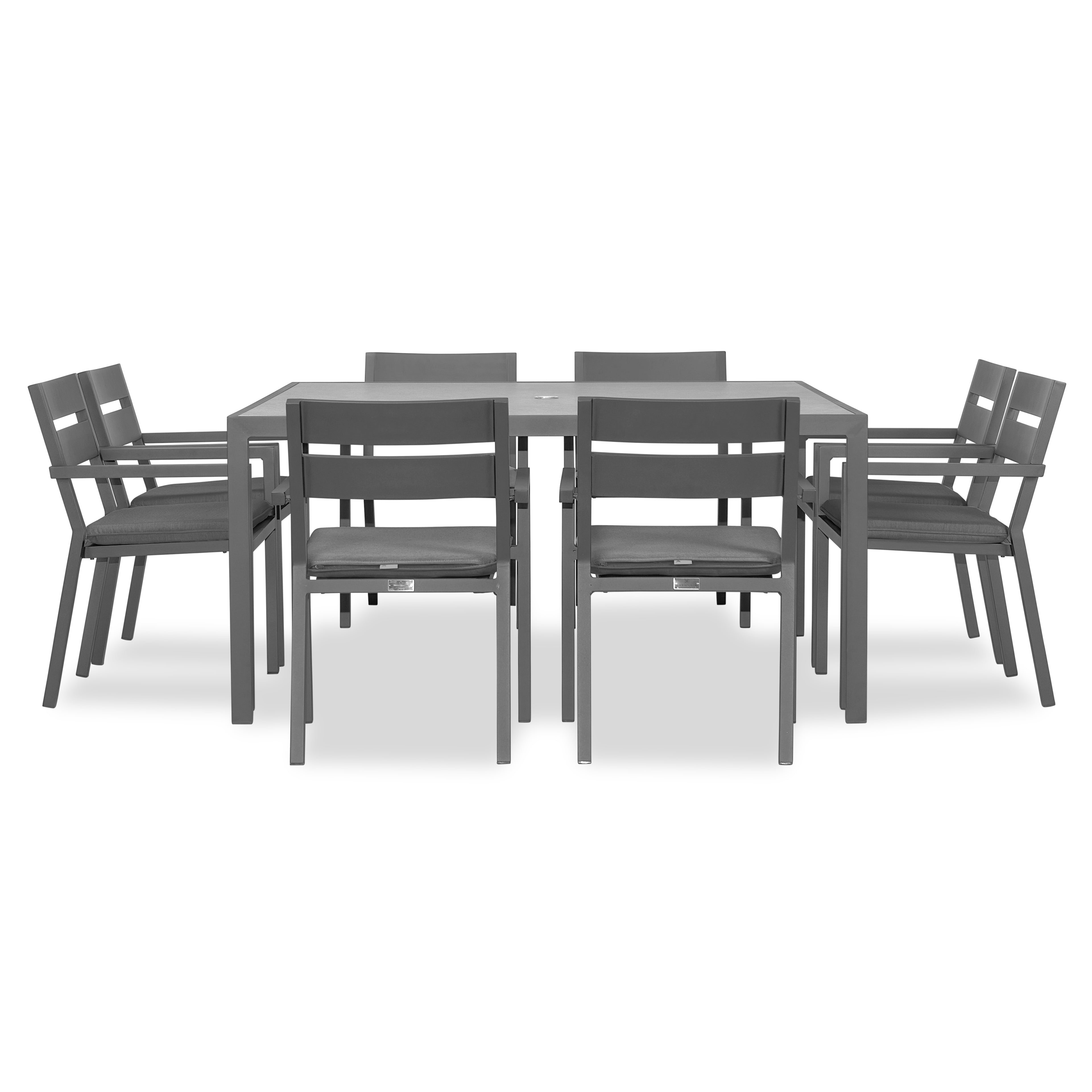 Pacifica 9 Piece Square Dining Set#Finish_Slate#Fabric_Canvas Charcoal