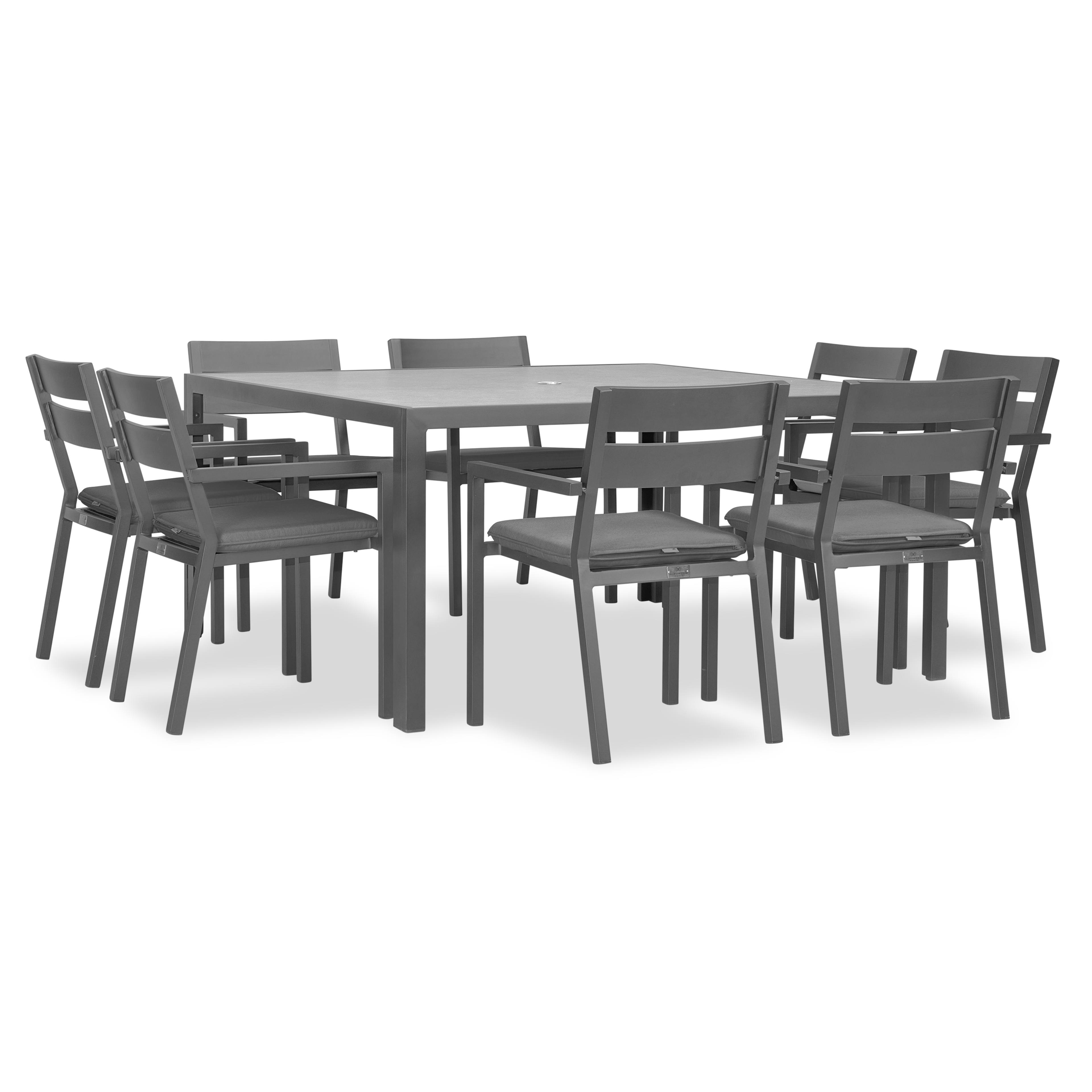 Pacifica 9 Piece Square Dining Set#Finish_Slate#Fabric_Canvas Charcoal