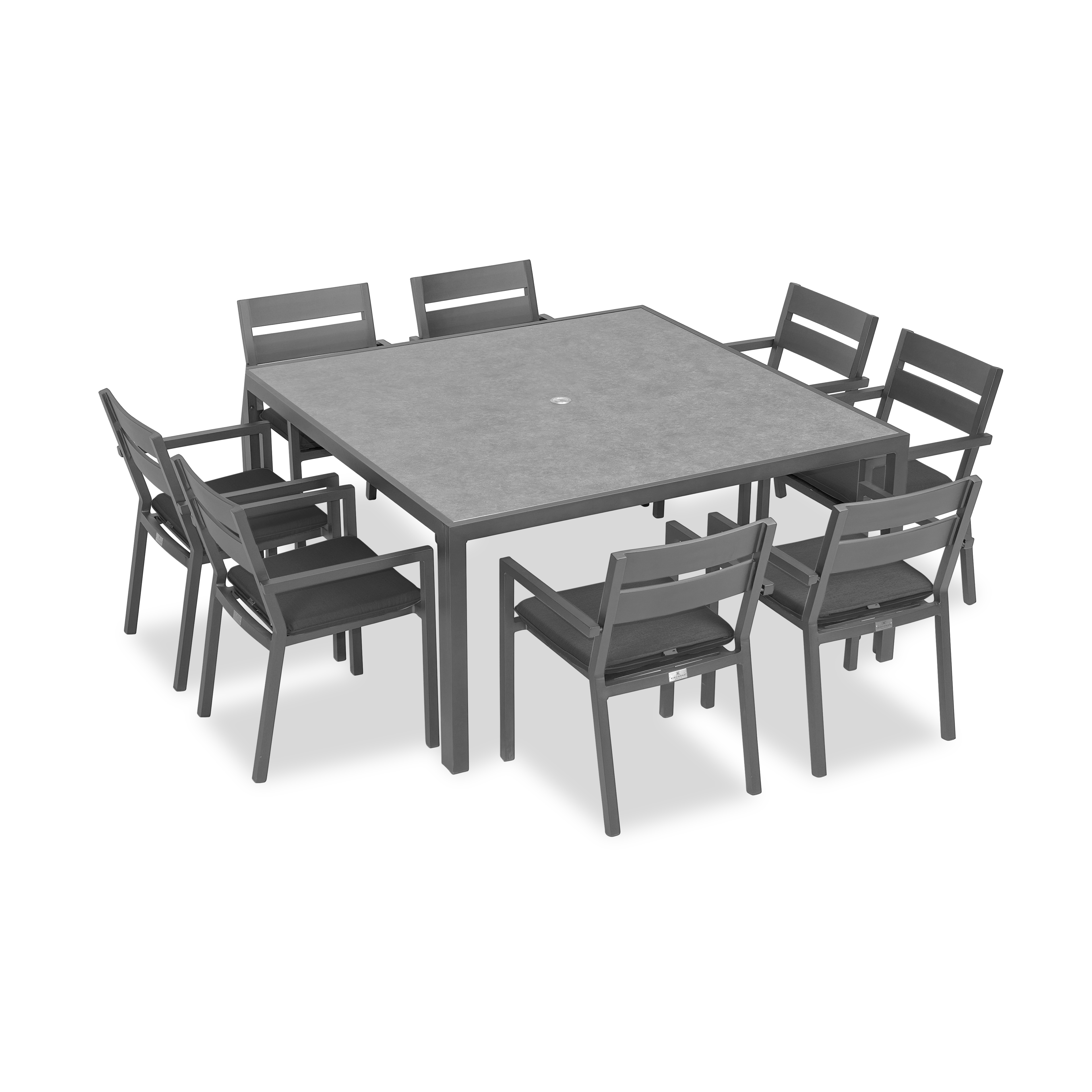 Pacifica 9 Piece Square Dining Set#Finish_Slate#Fabric_Canvas Charcoal