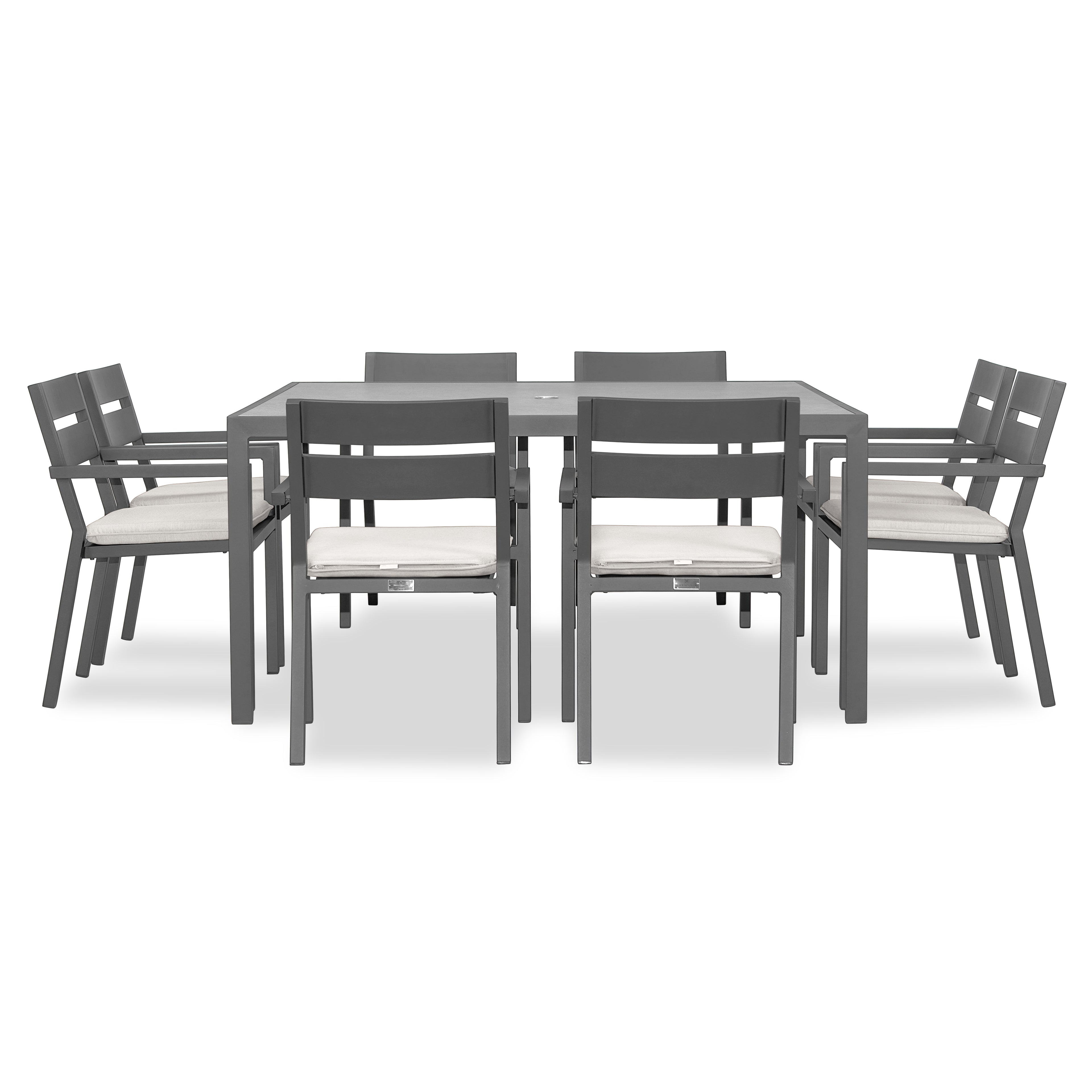 Pacifica 9 Piece Square Dining Set#Finish_Slate#Fabric_Canvas Natural