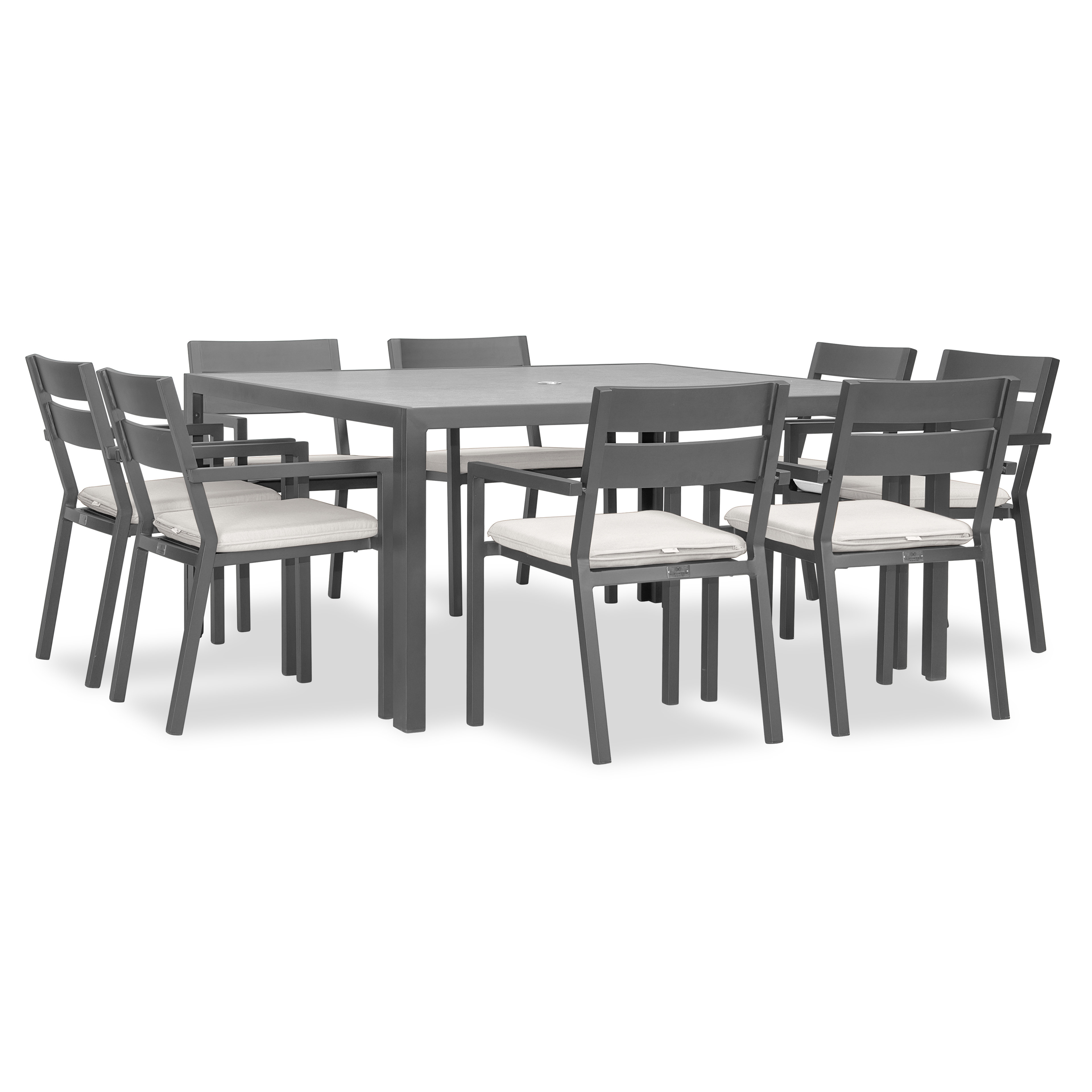 Pacifica 9 Piece Square Dining Set#Finish_Slate#Fabric_Canvas Natural
