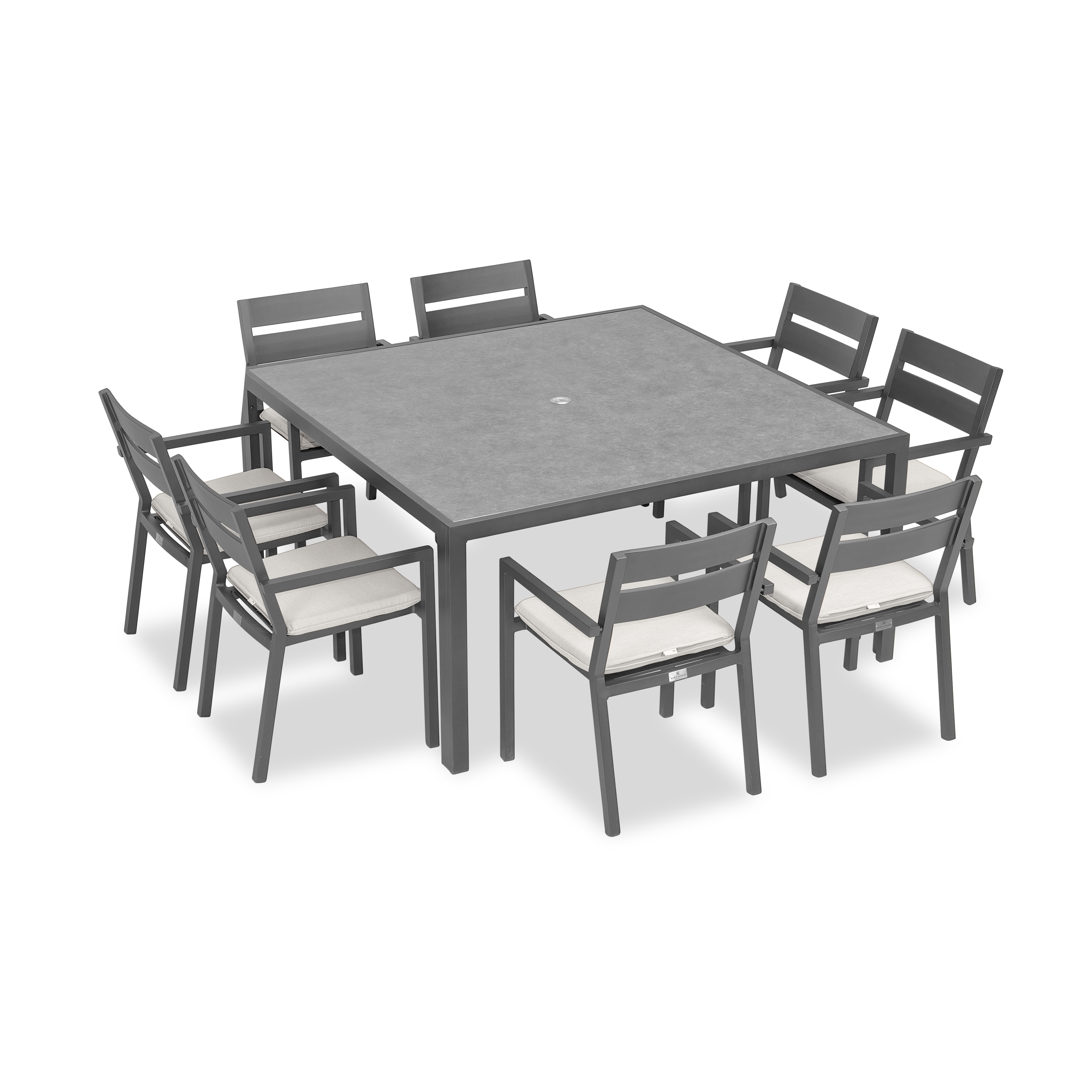 Pacifica 9 Piece Square Dining Set#Finish_Slate#Fabric_Canvas Natural