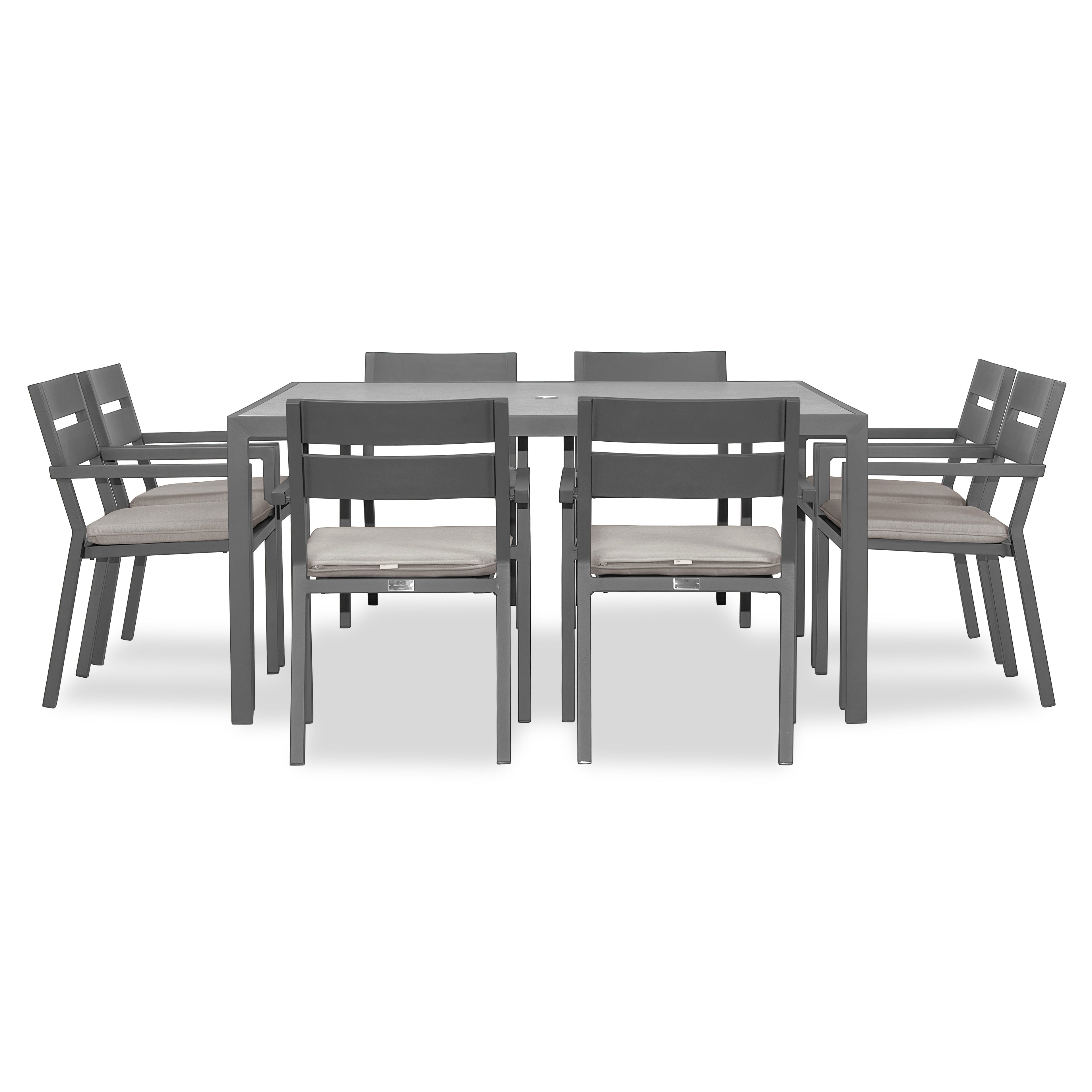 Pacifica 9 Piece Square Dining Set#Finish_Slate#Fabric_Cast Silver