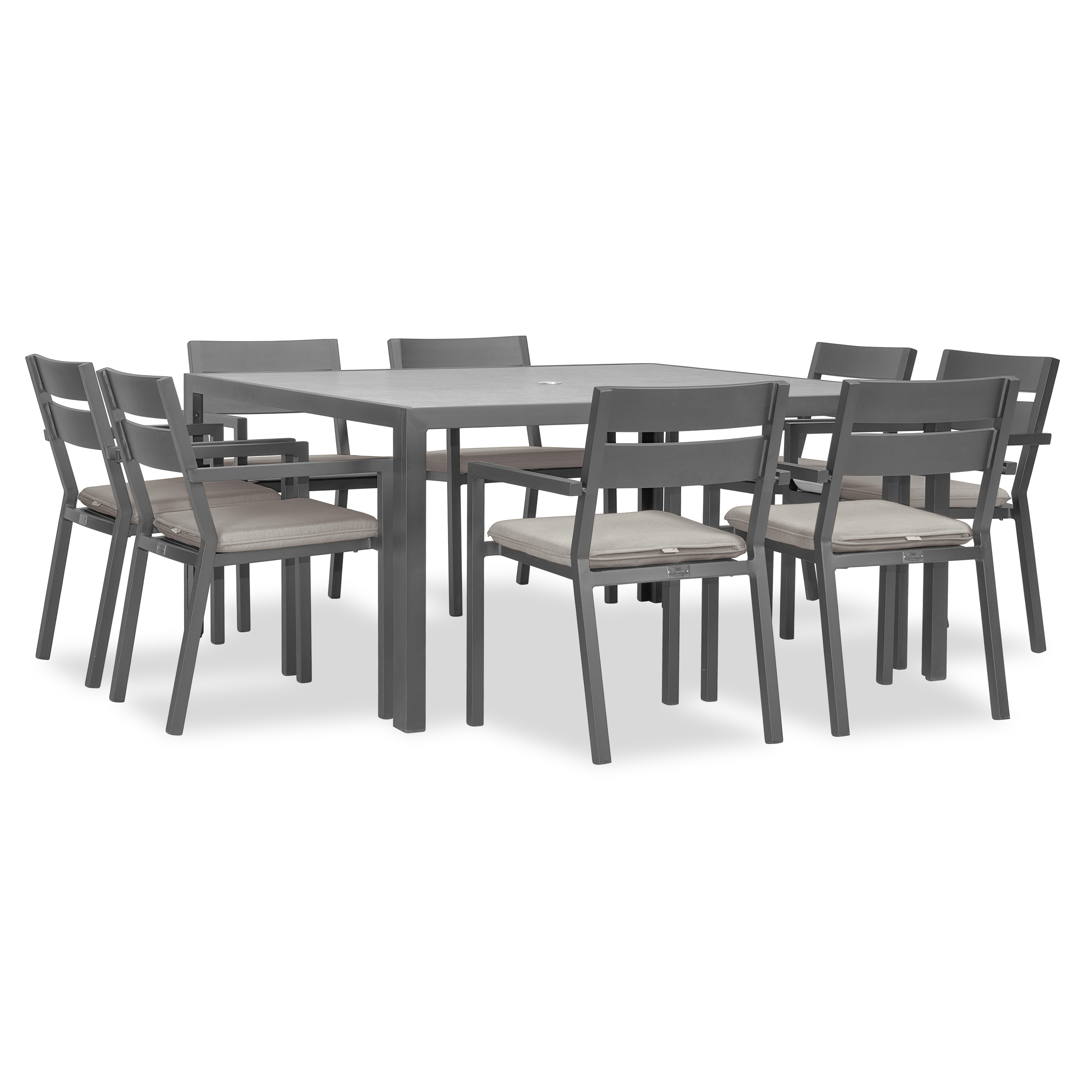 Pacifica 9 Piece Square Dining Set#Finish_Slate#Fabric_Cast Silver