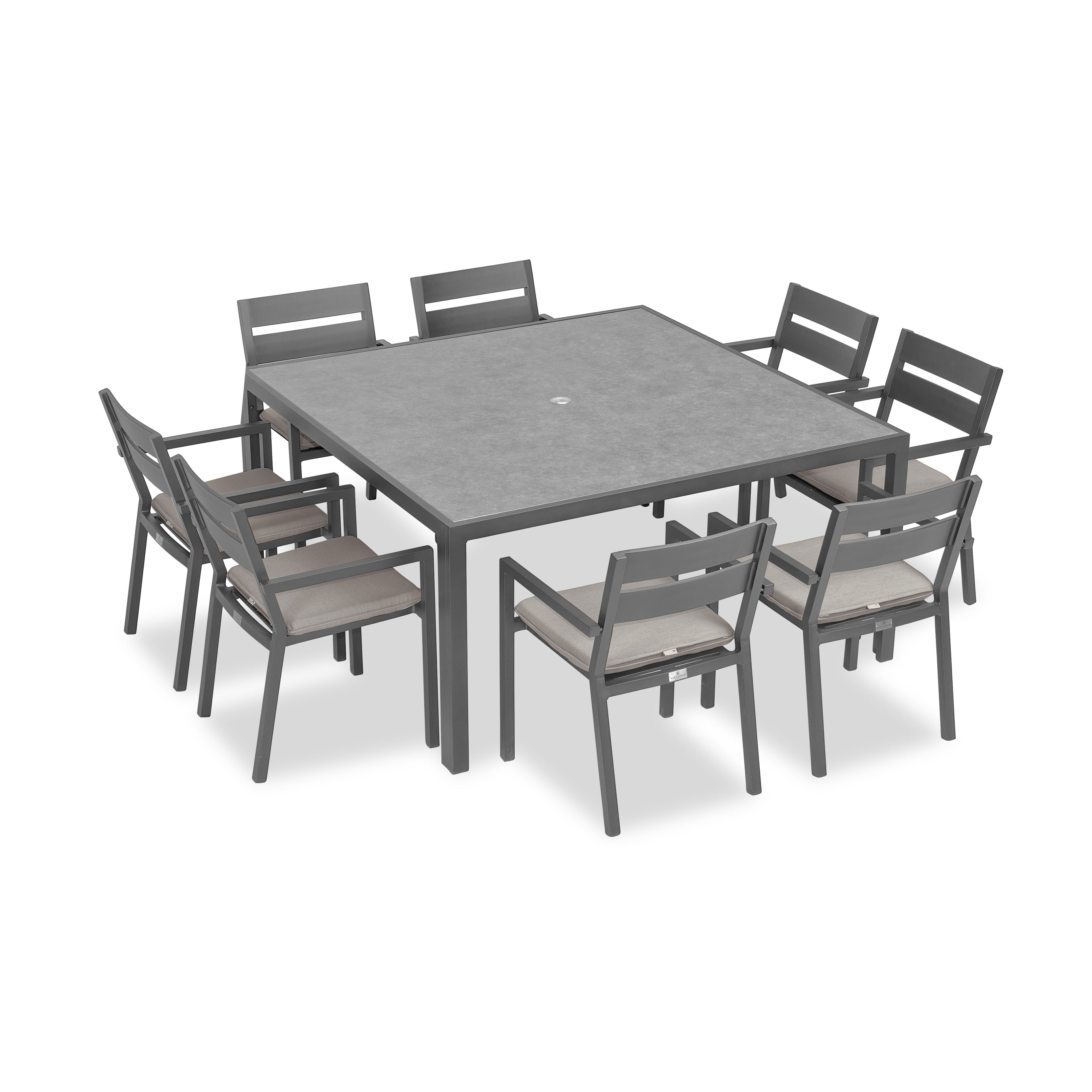 Pacifica 9 Piece Square Dining Set#Finish_Slate#Fabric_Cast Silver