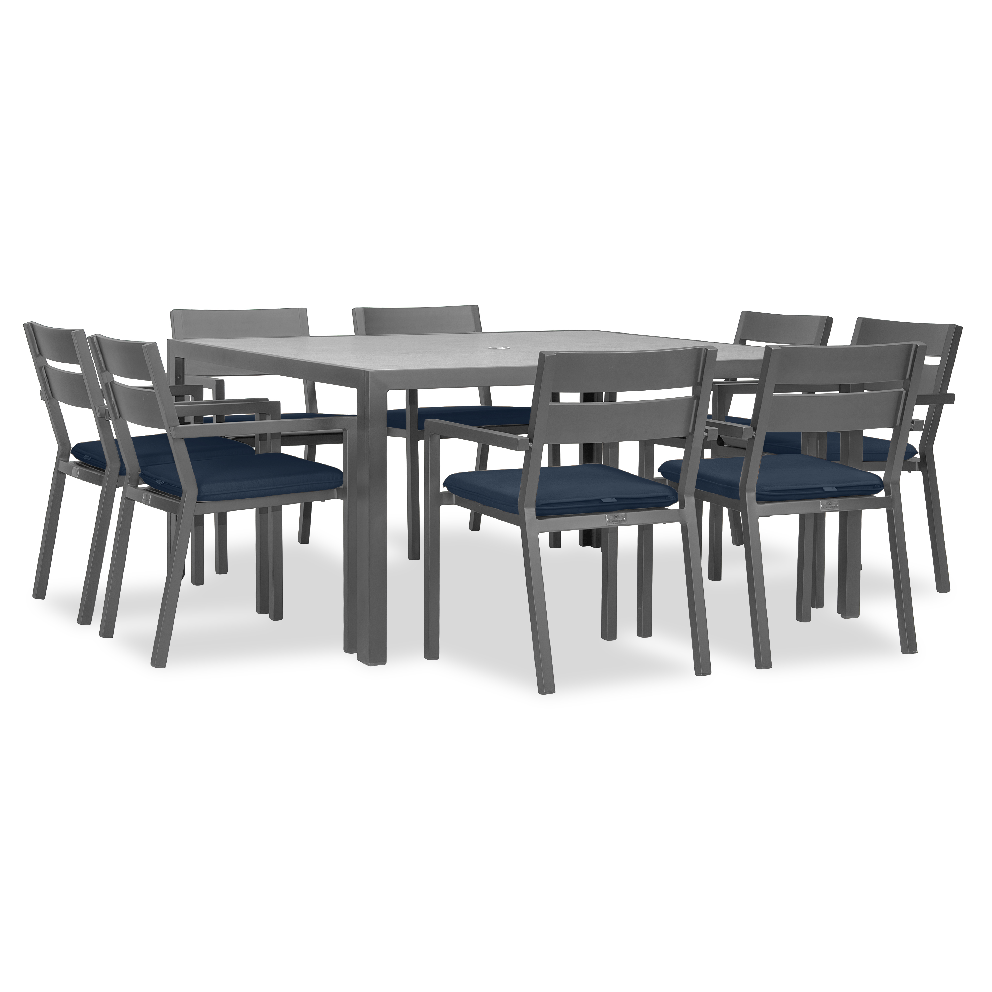 Pacifica 9 Piece Square Dining Set#Finish_Slate#Fabric_Spectrum Indigo