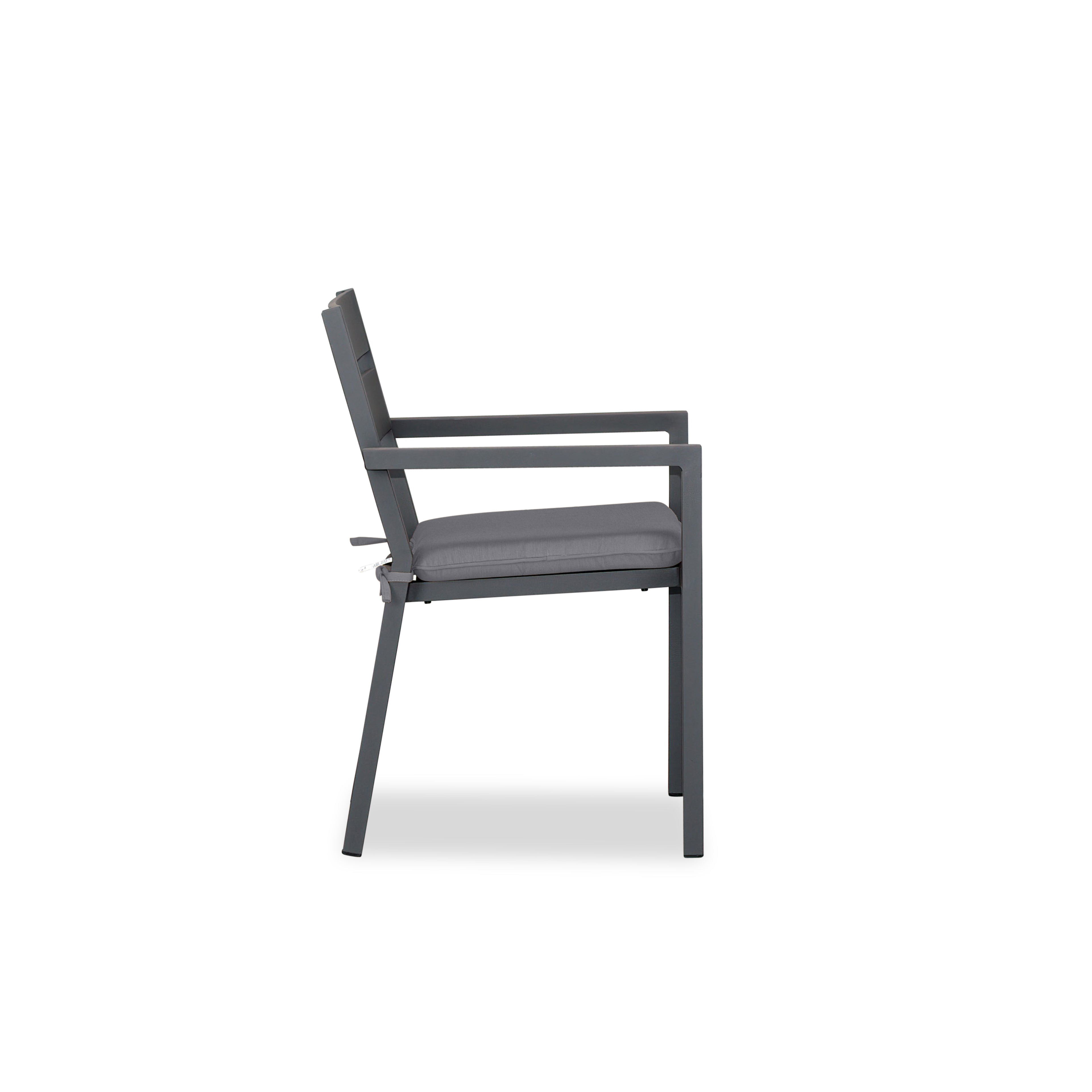 Pacifica Aluminum Dining Arm Chair#Finish_Slate#Fabric_Canvas Charcoal