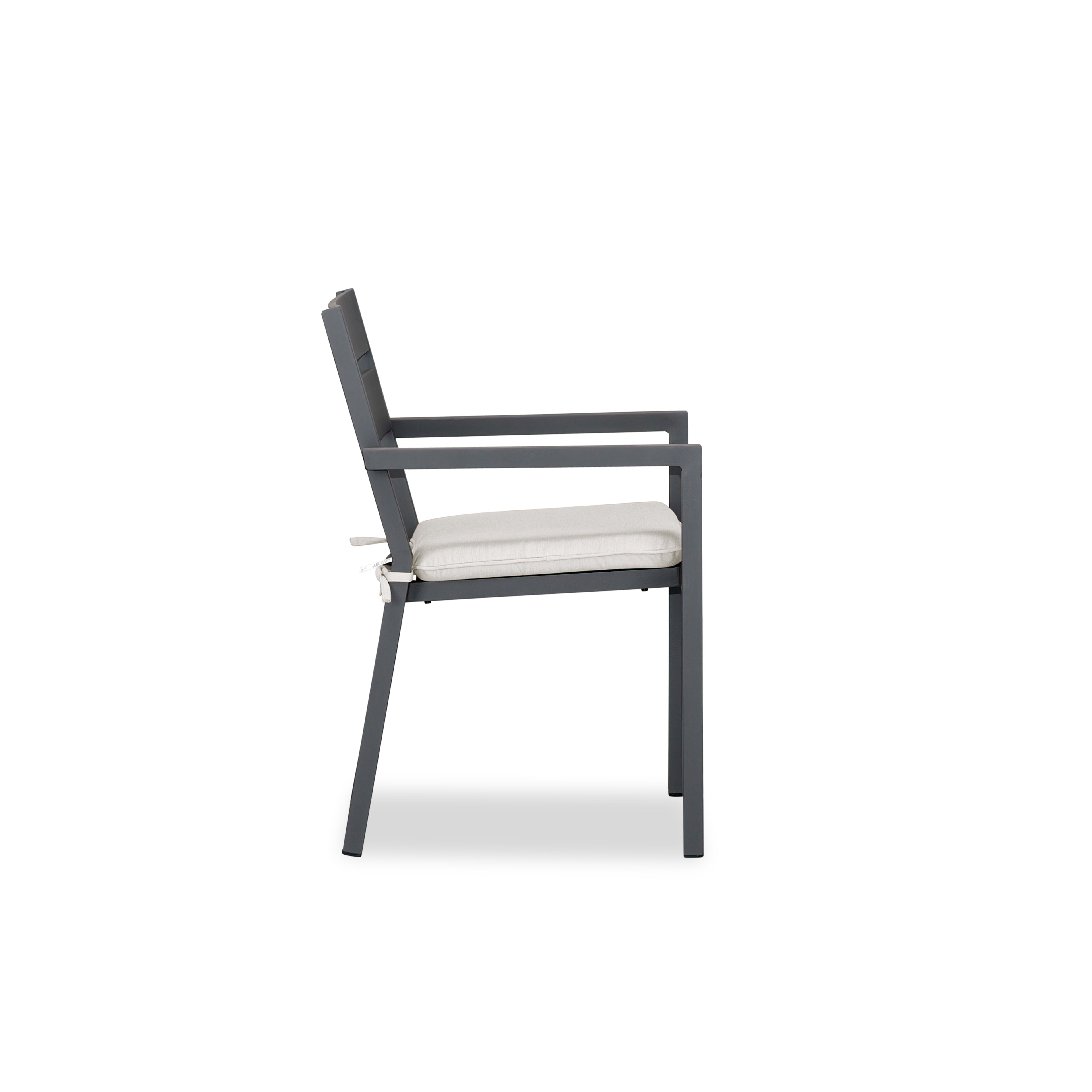 Pacifica Aluminum Dining Arm Chair#Finish_Slate#Fabric_Canvas Natural