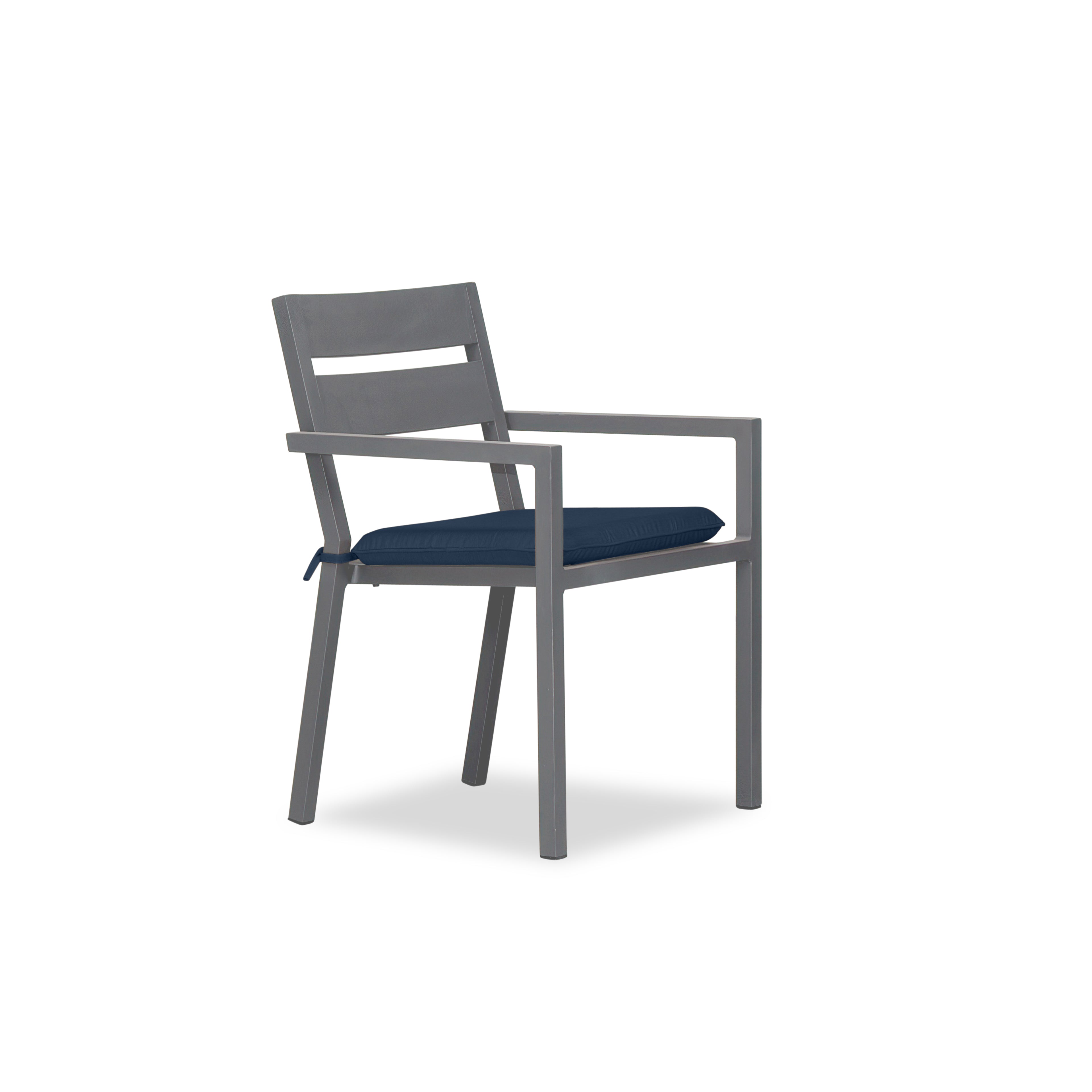 Pacifica Aluminum Dining Arm Chair#Finish_Slate#Fabric_Spectrum Indigo