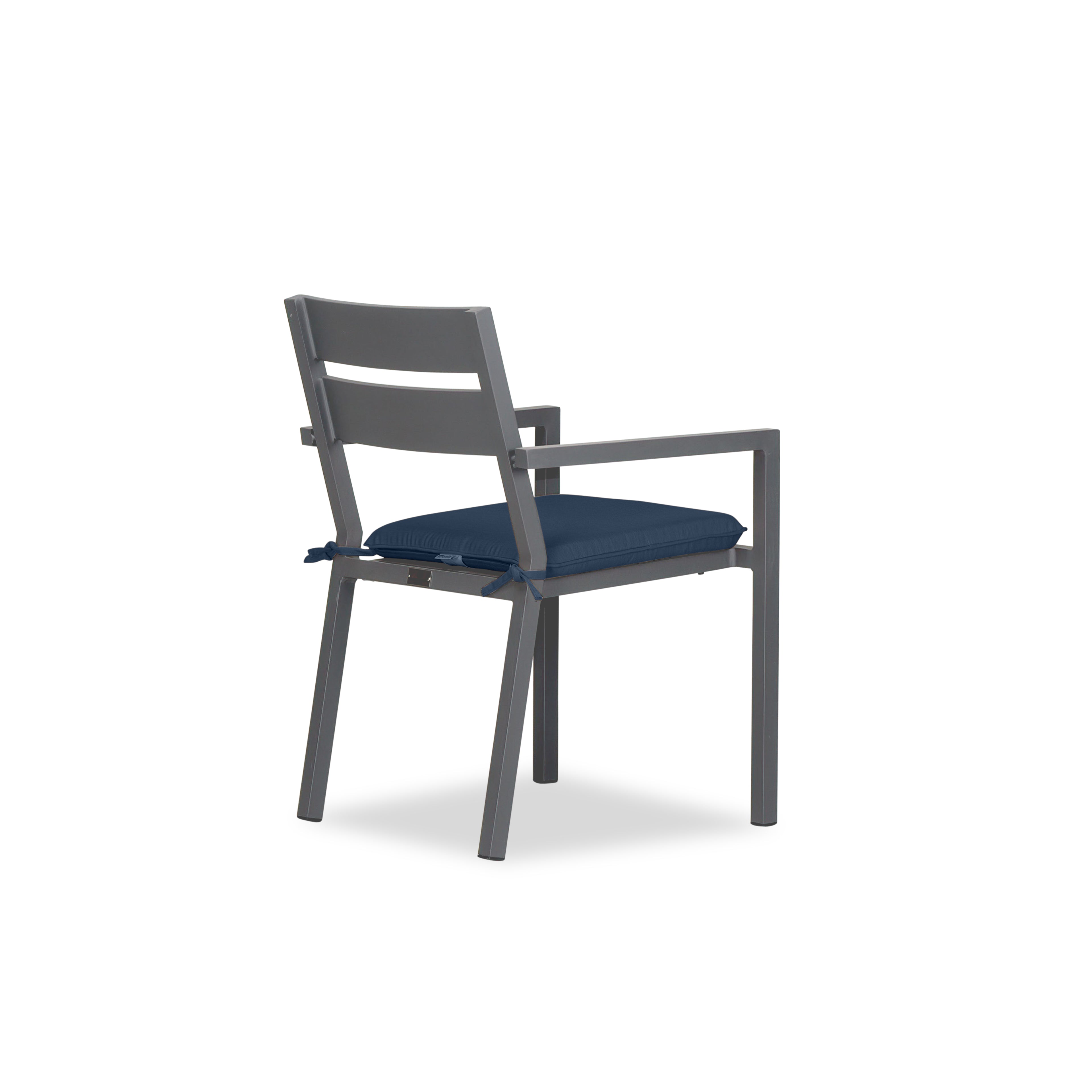 Pacifica Aluminum Dining Arm Chair#Finish_Slate#Fabric_Spectrum Indigo