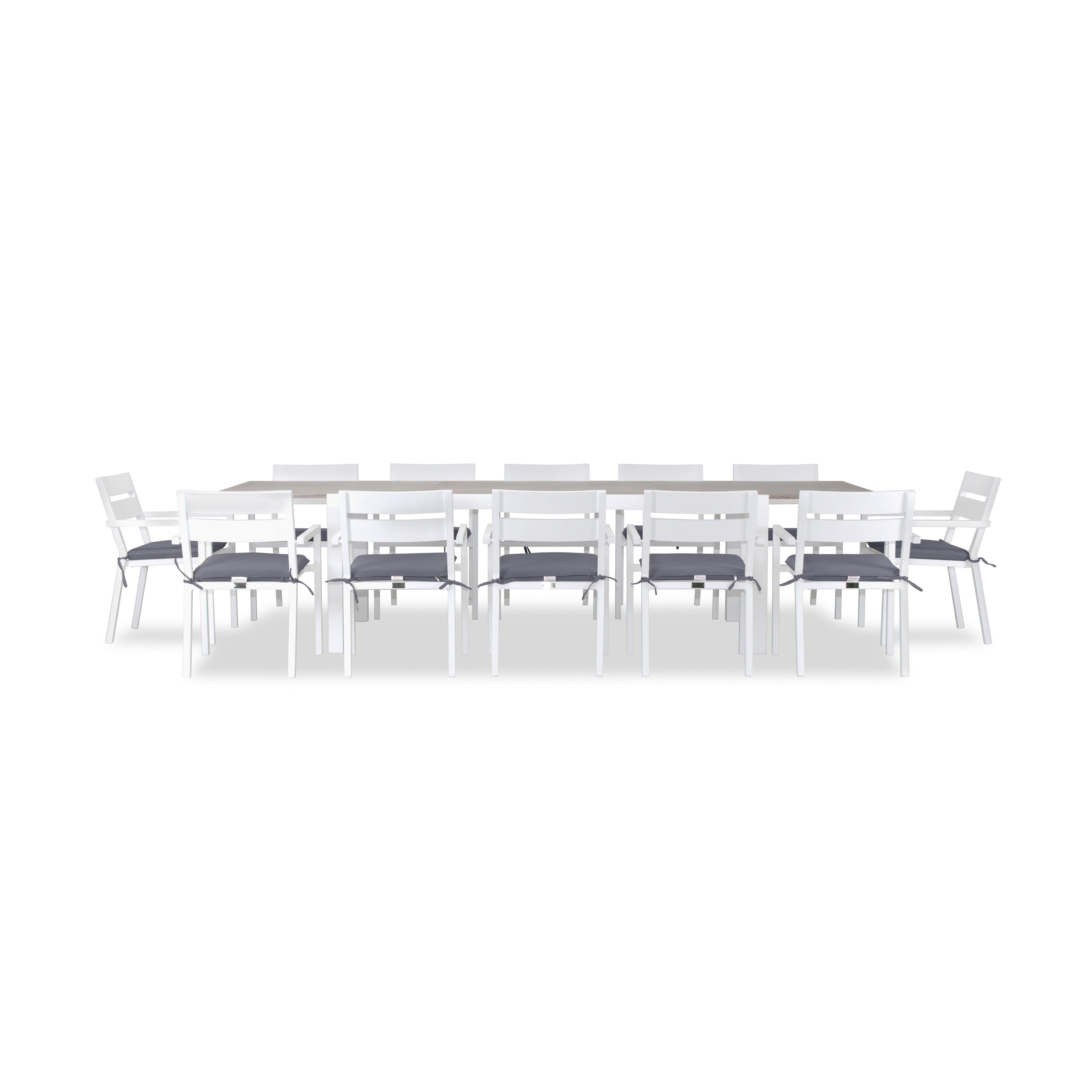 Pacifica 13 Piece Aluminum Extendable Dining Set#Finish_White#Fabric_Canvas Charcoal