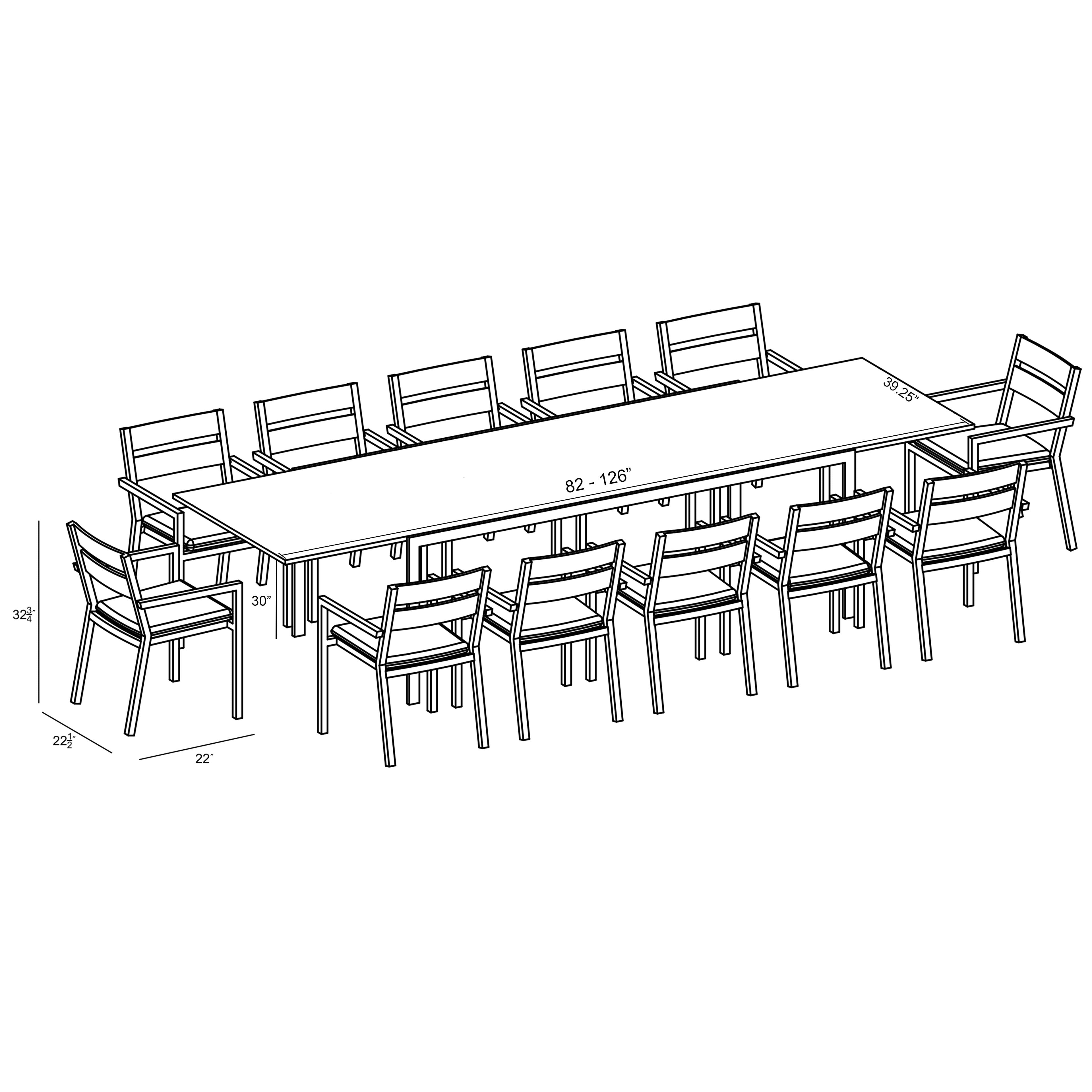 Pacifica 13 Piece Aluminum Extendable Dining Set