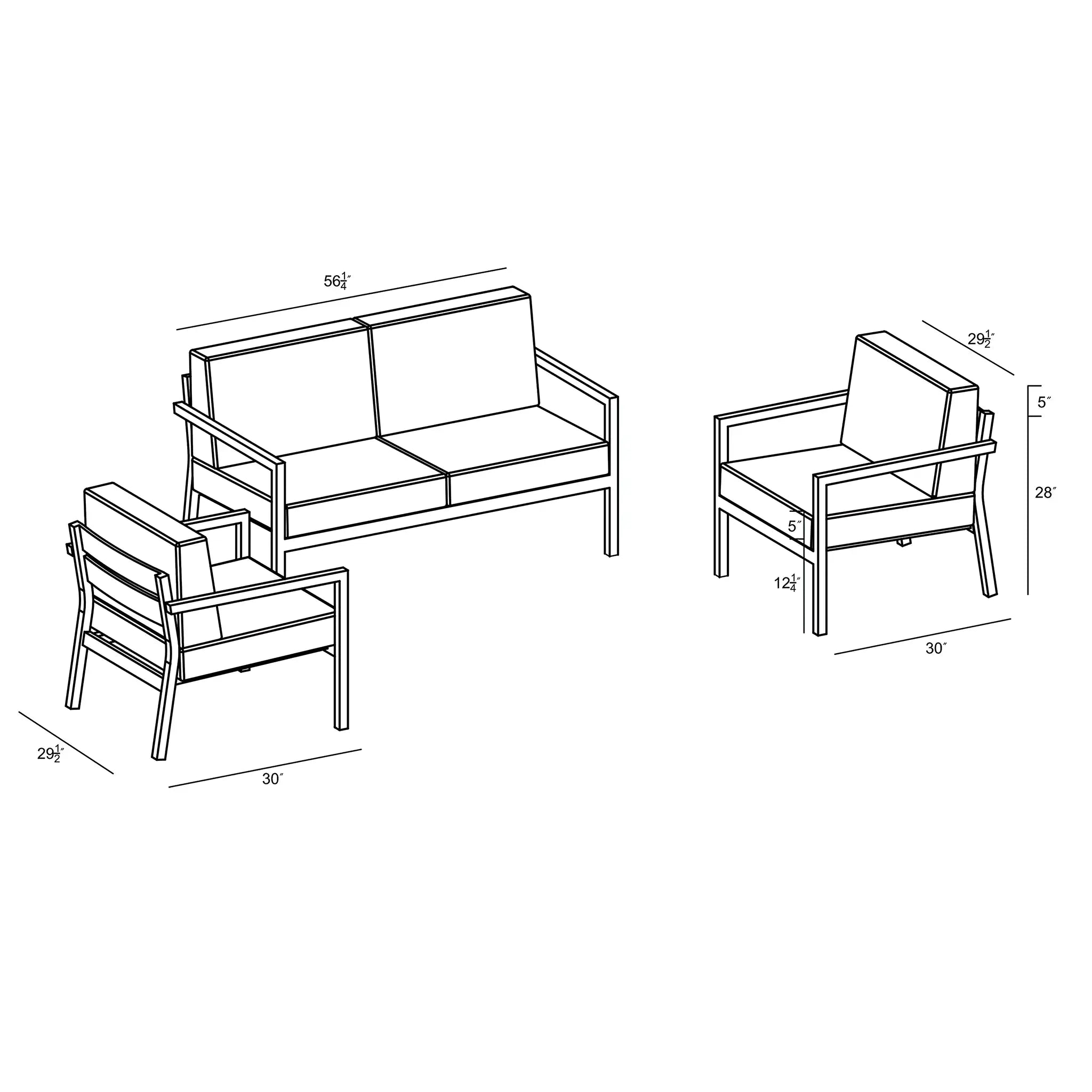 Harmonia Living Pacifica 3 Piece Aluminum Loveseat Set