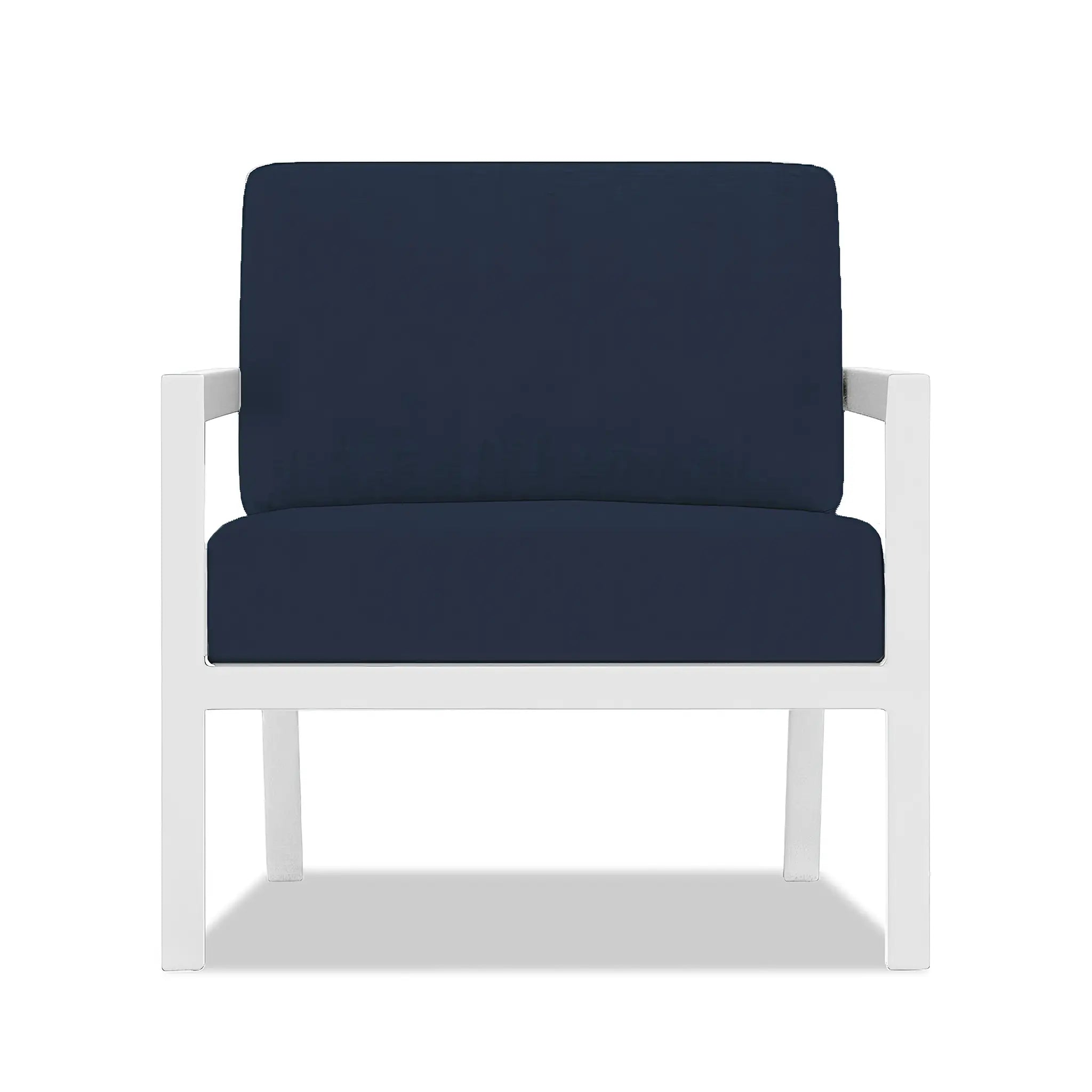 Pacifica 3 Piece Aluminum Loveseat Set#Finish_White#Fabric_Spectrum Indigo