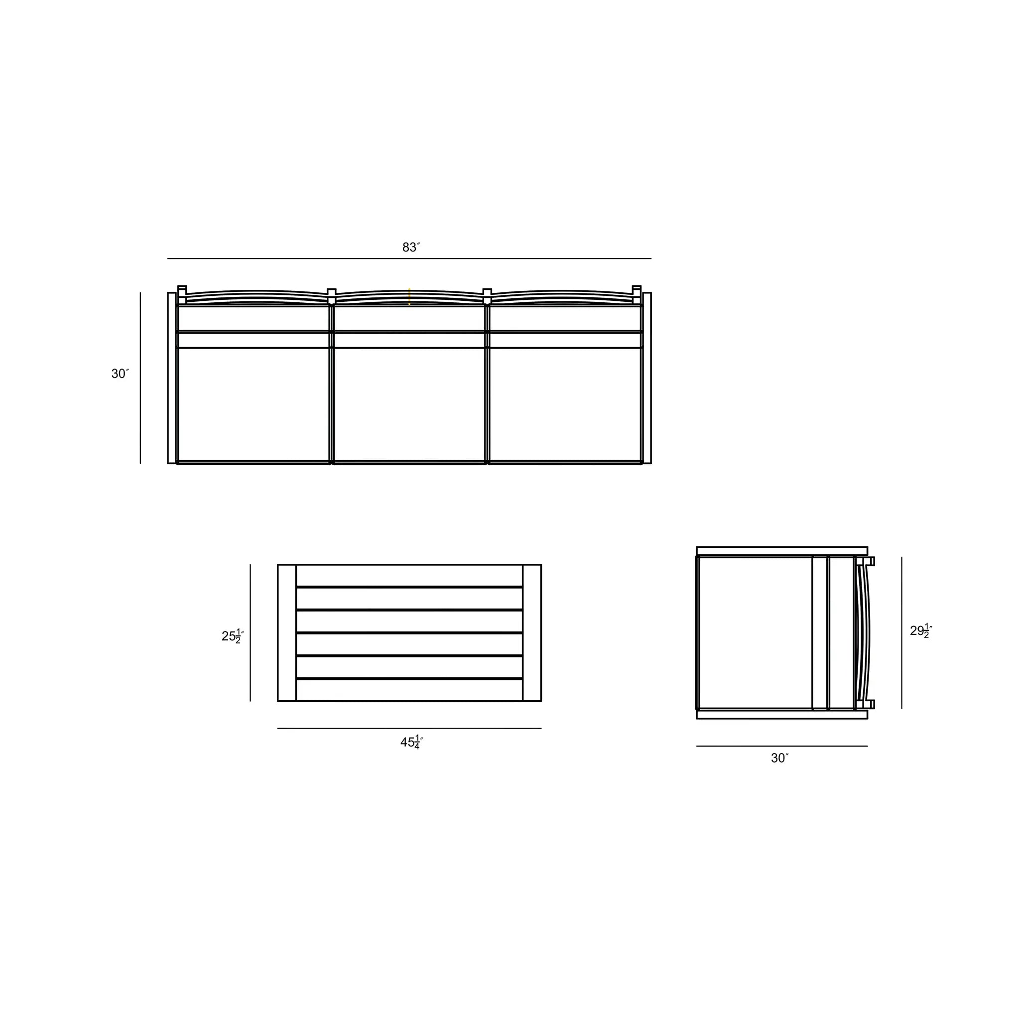 Harmonia Living Pacifica 3 Piece Aluminum Sofa Set - White 48
