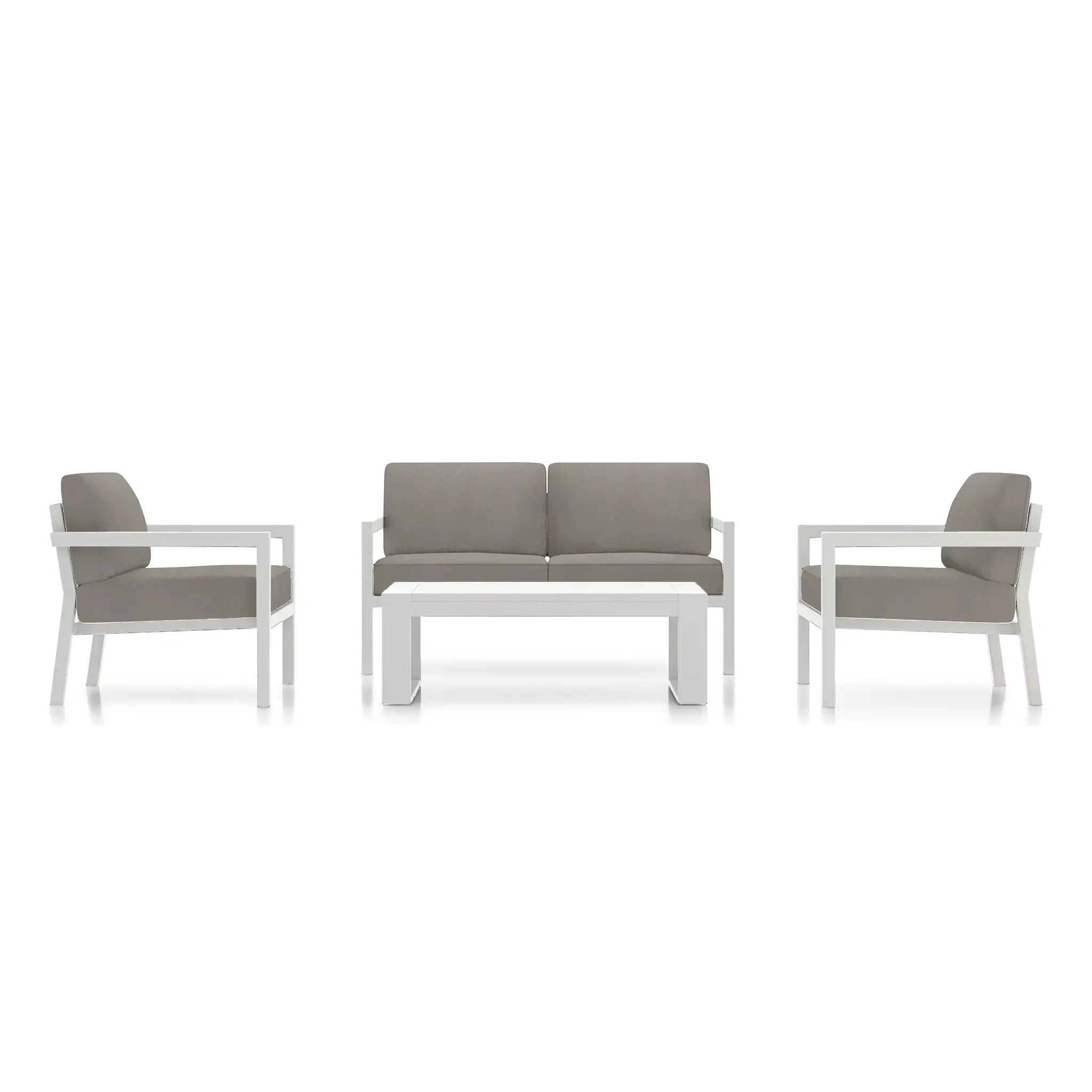 Pacifica 4 Piece Sofa Set#Finish_White#Fabric_Canvas Charcoal