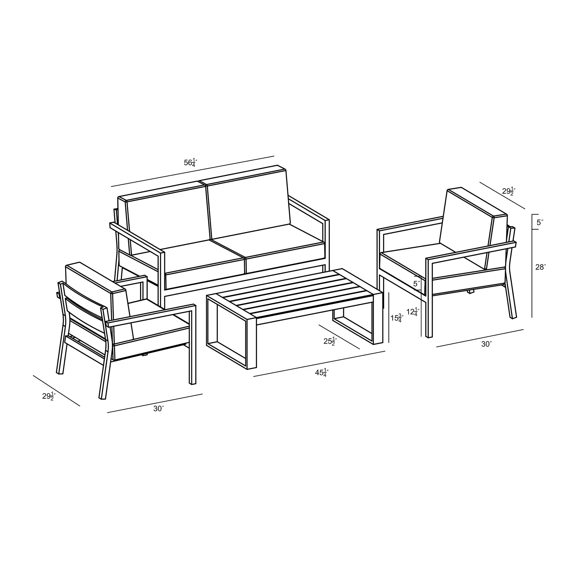 Pacifica 4 Piece Sofa Set