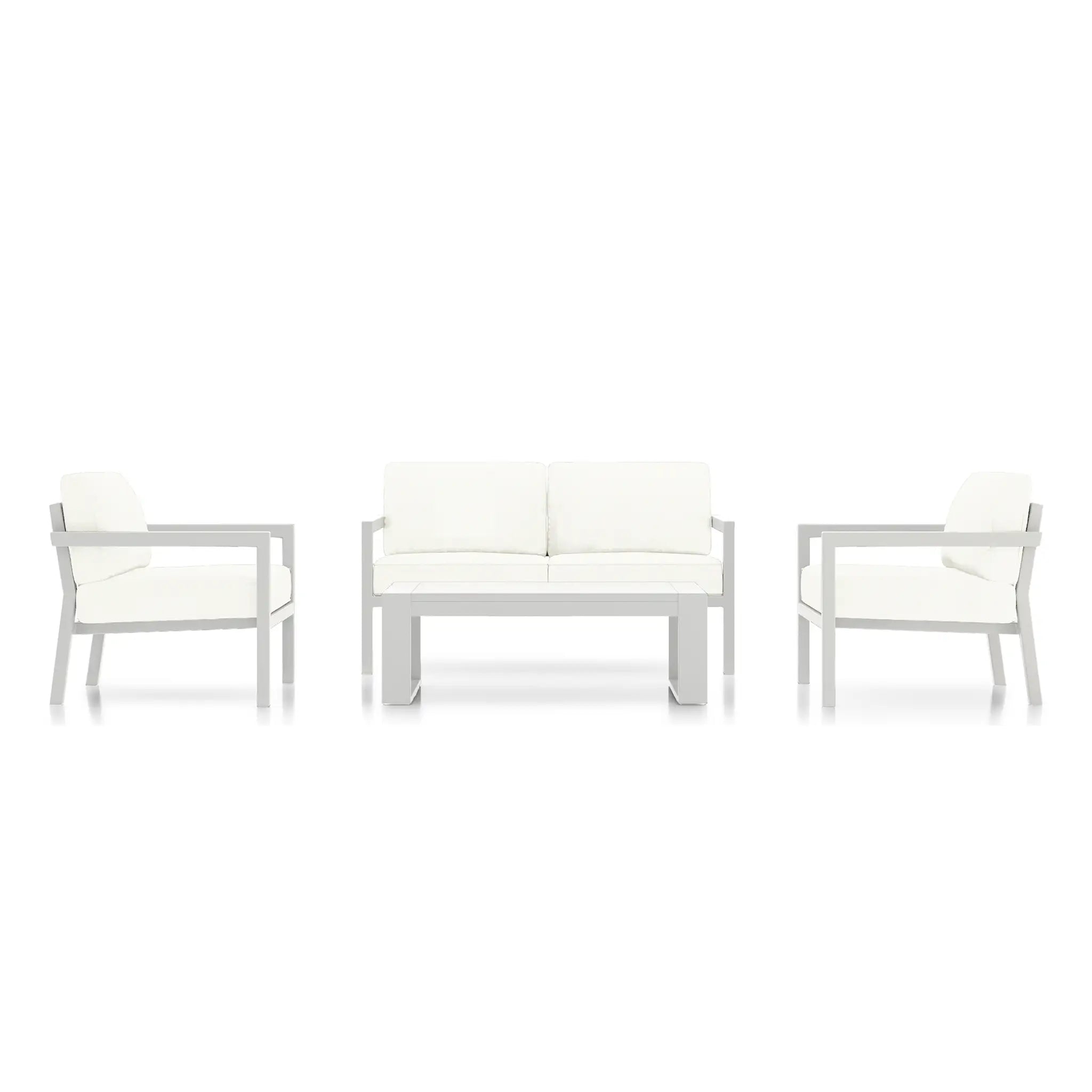 Pacifica 4 Piece Sofa Set#Finish_White#Fabric_Canvas Natural