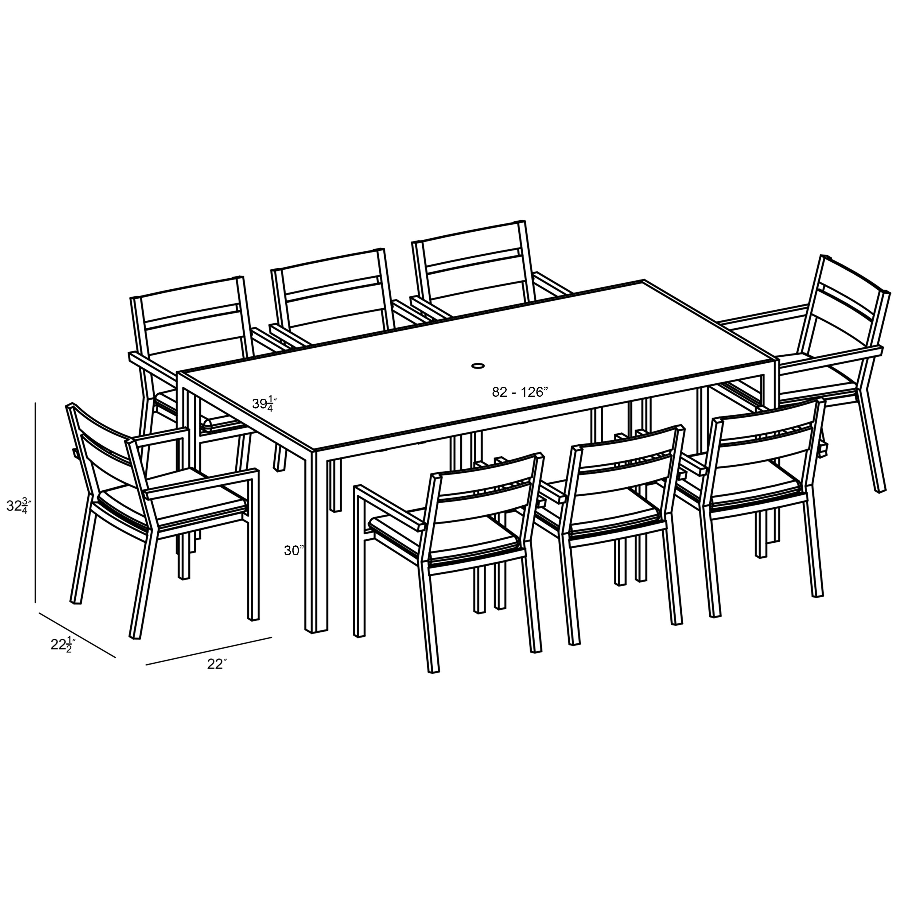 Pacifica 9 Piece Extendable Dining Set