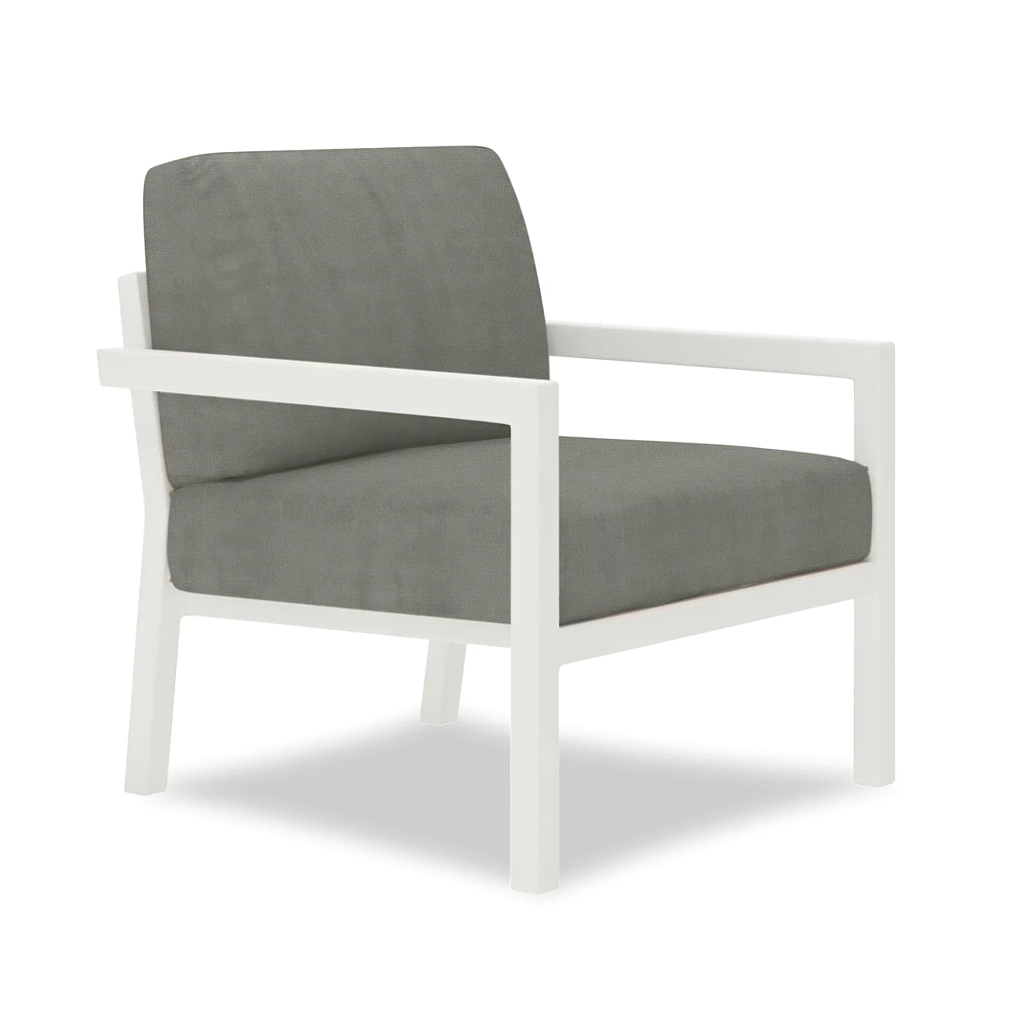 Pacifica Aluminum Club Chair#Finish_White#Fabric_Canvas Charcoal
