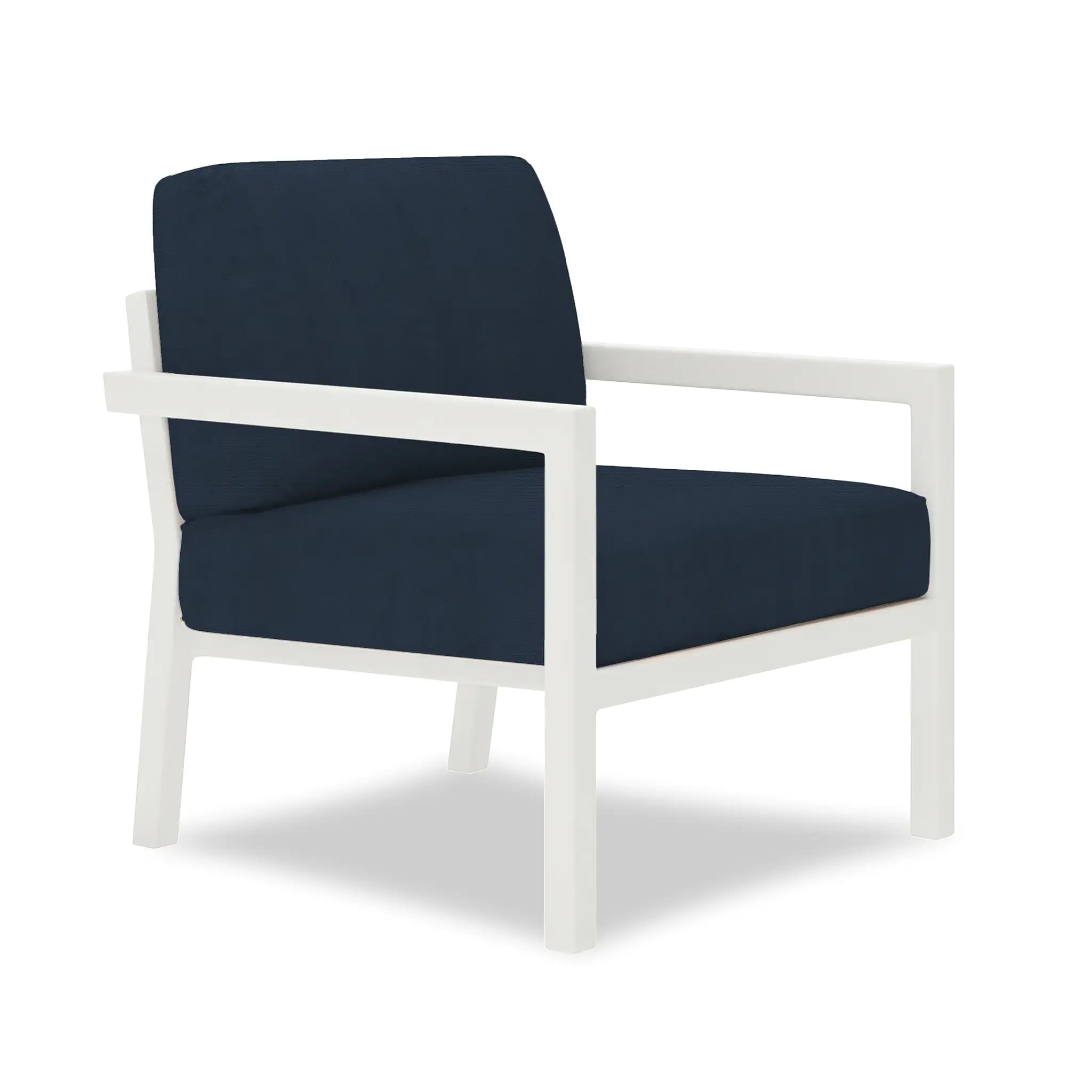 Pacifica Aluminum Club Chair#Finish_White#Fabric_Spectrum Indigo