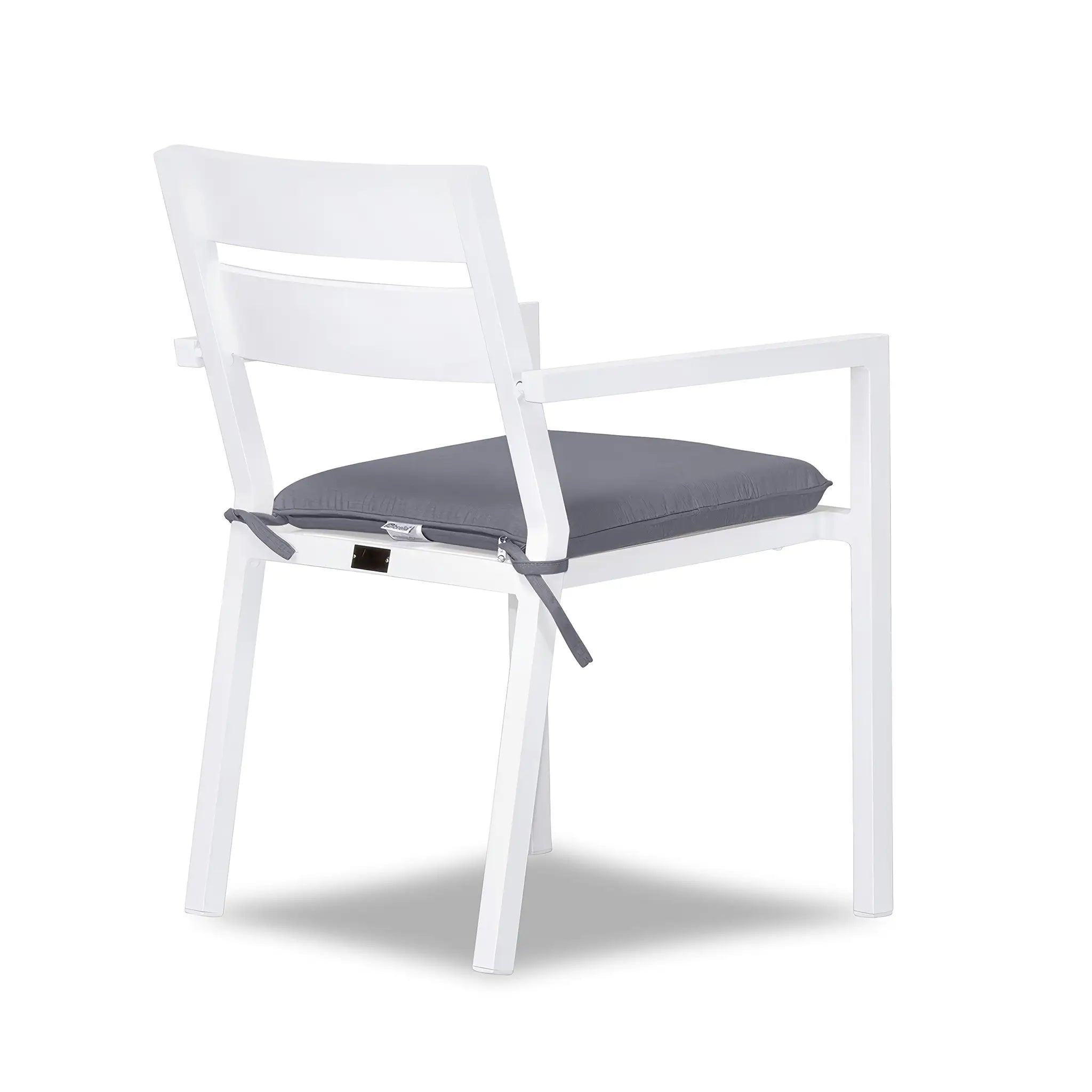 Pacifica Aluminum Dining Arm Chair#Finish_White#Fabric_Canvas Charcoal