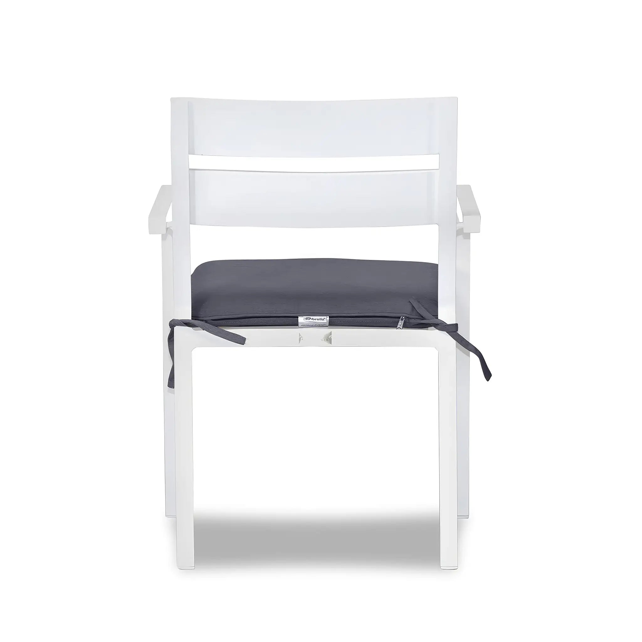 Pacifica Aluminum Dining Arm Chair#Finish_White#Fabric_Canvas Charcoal