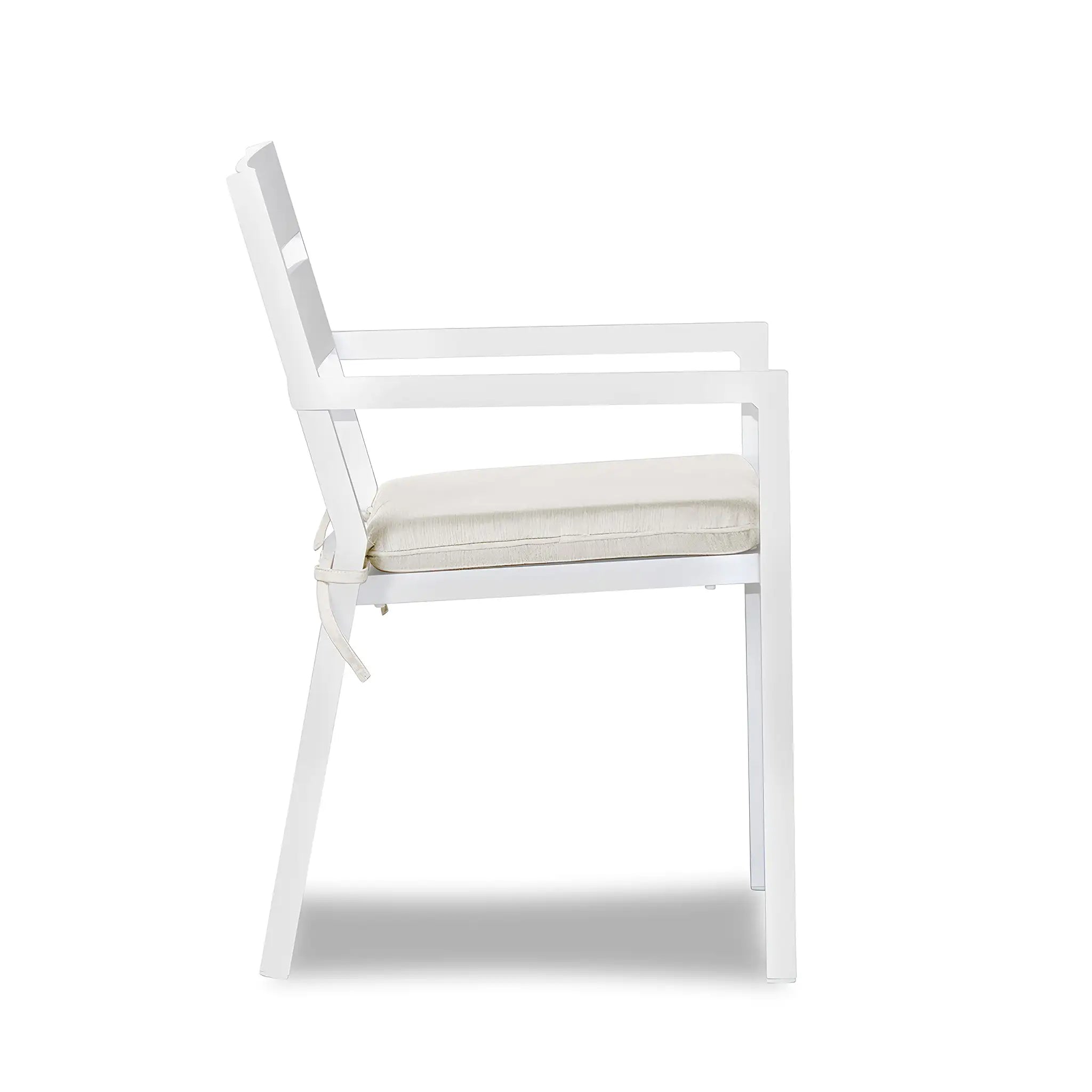 Pacifica Aluminum Dining Arm Chair#Finish_White#Fabric_Canvas Natural