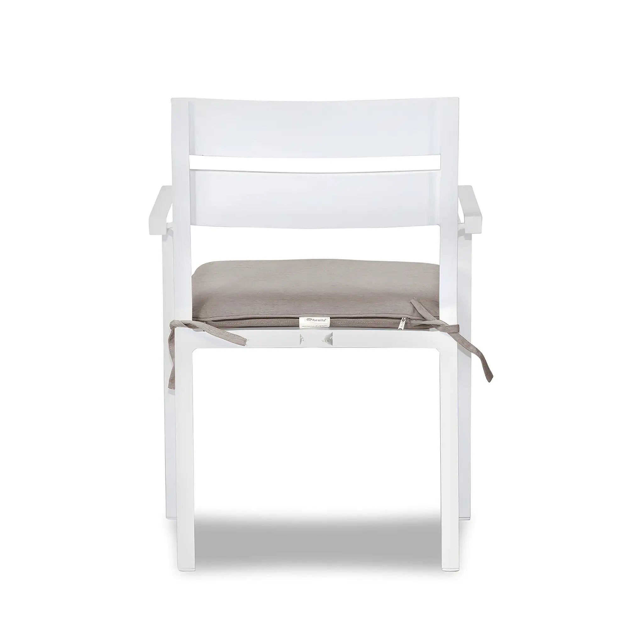 Pacifica Aluminum Dining Arm Chair#Finish_White#Fabric_Cast Silver