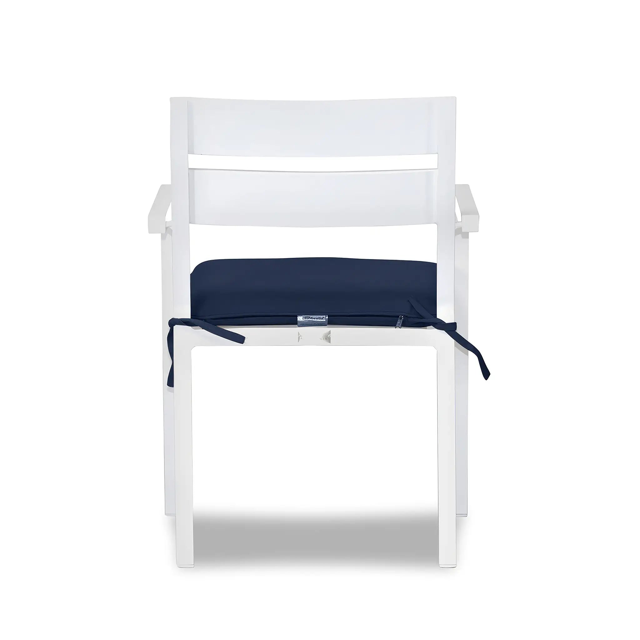 Pacifica Aluminum Dining Arm Chair#Finish_White#Fabric_Spectrum Indigo