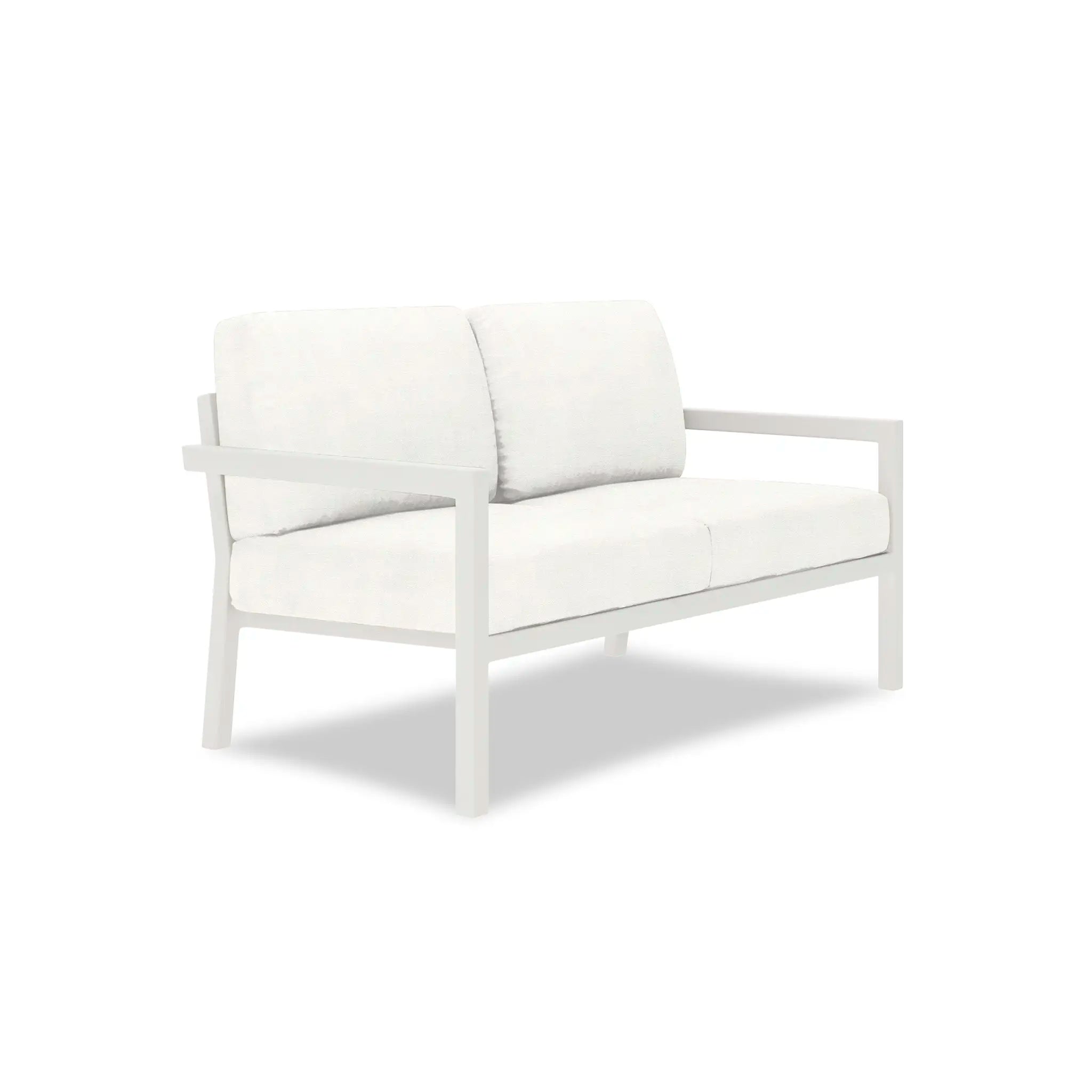 Pacifica Loveseat Aluminum#Finish_White#Fabric_Canvas Natural