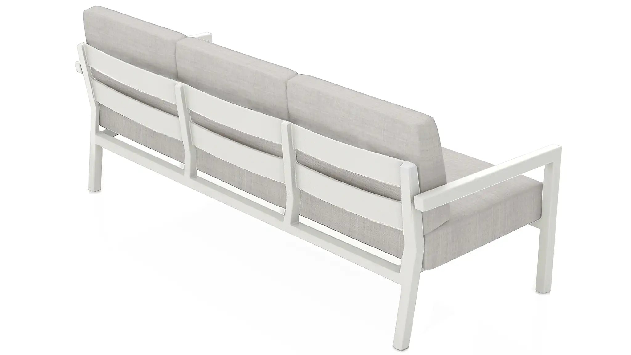 Pacifica Aluminum Sofa#Finish_White#Fabric_Cast Silver