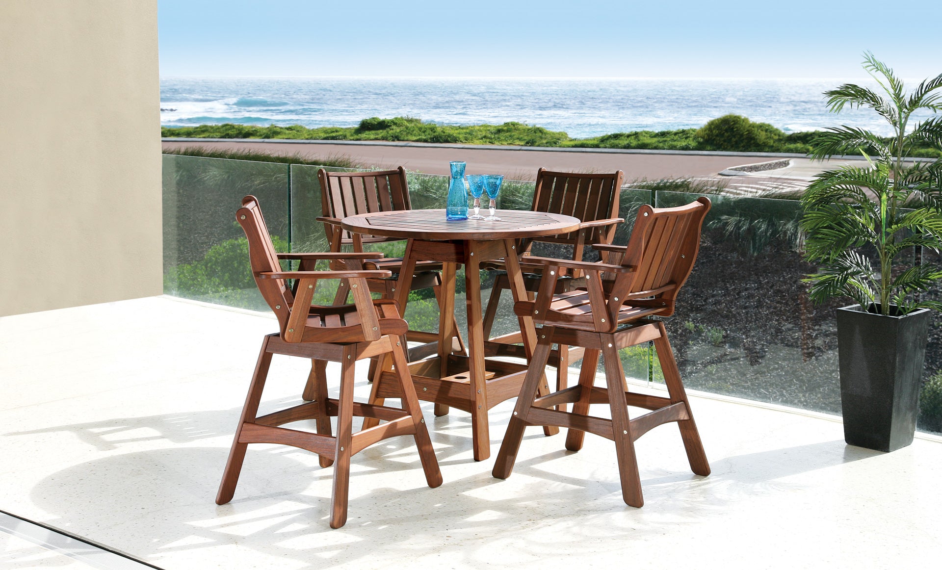 Heritage Integra Ipe Wood Swivel Bar Chair