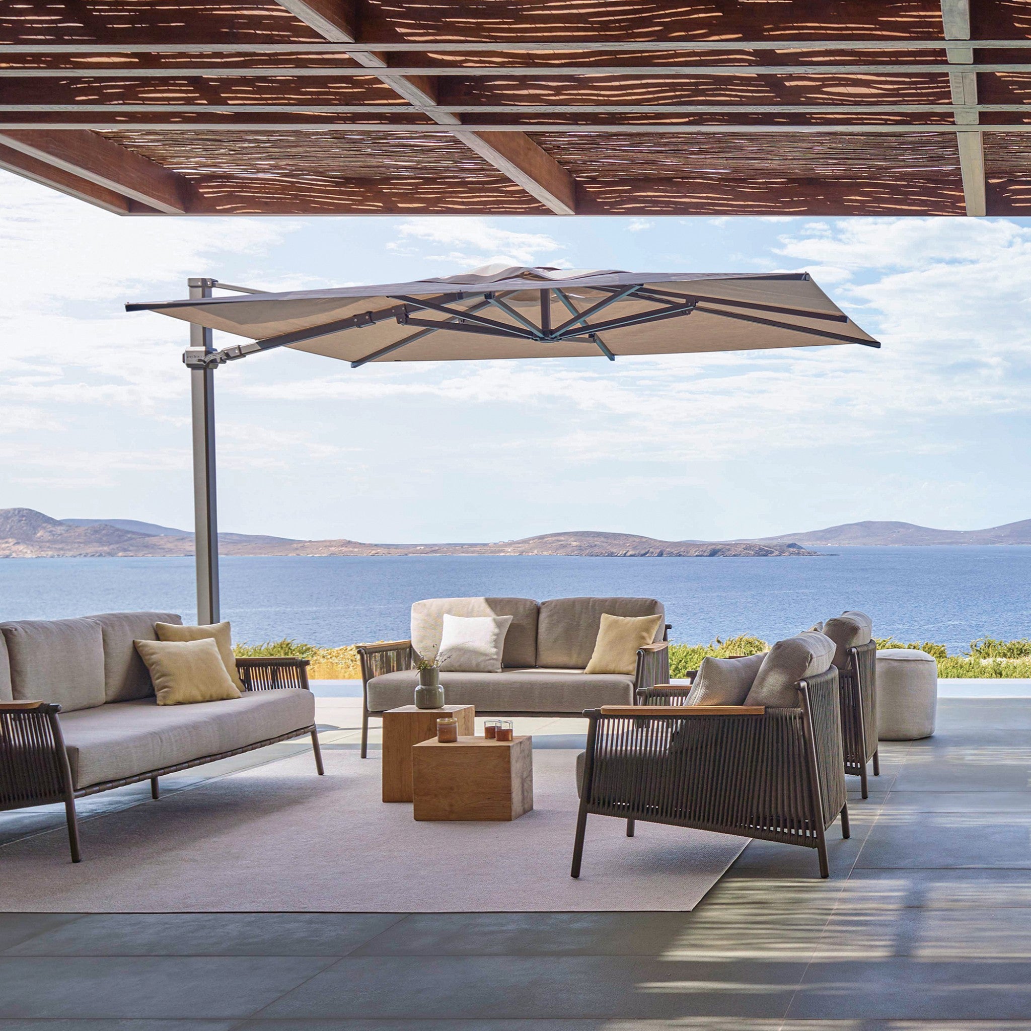 10' Square Aluminum Sidepost Tilt Umbrella